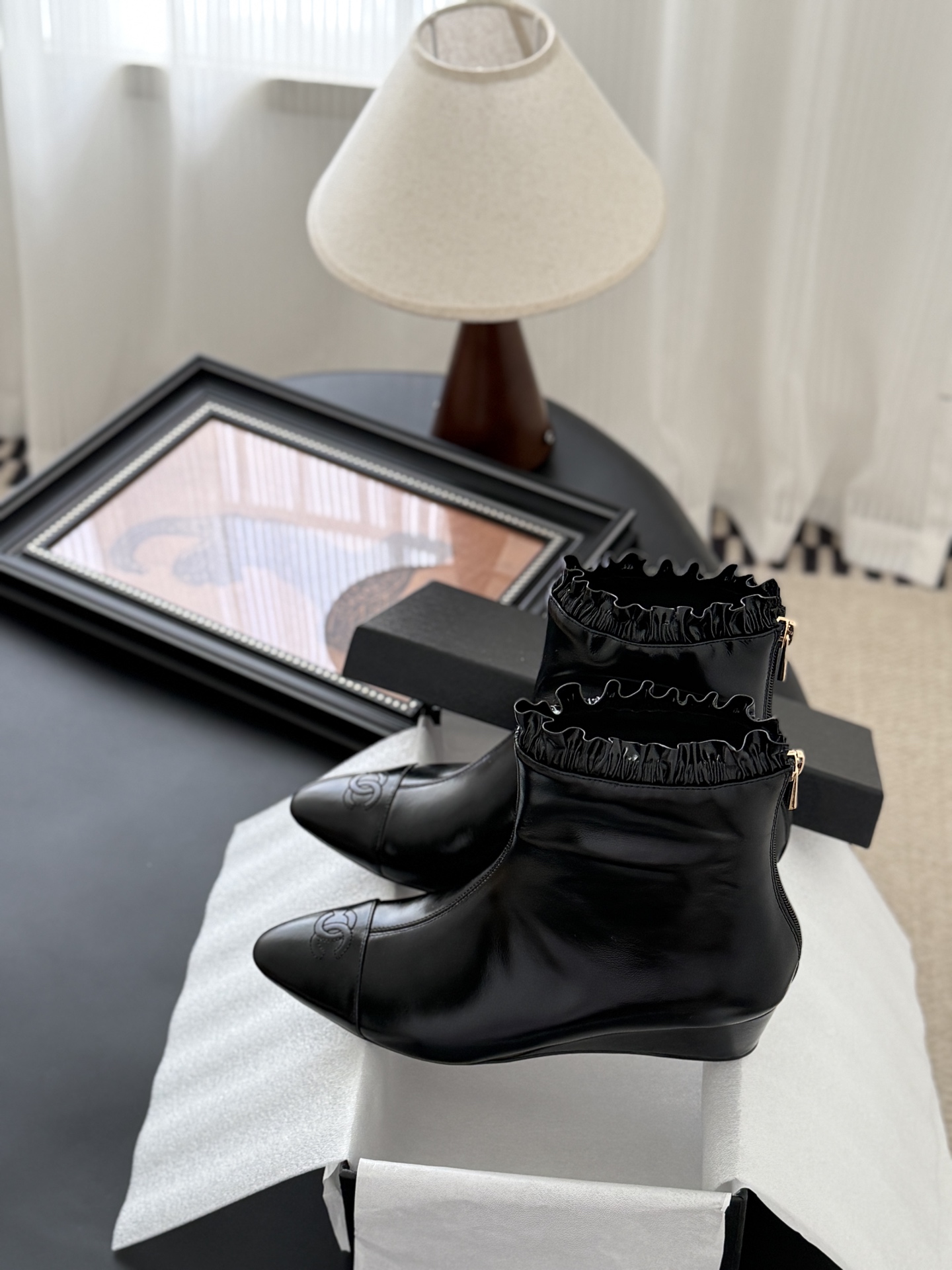 シャネル ロングブーツ レディース メンズ兼用 通勤 通学 シンプル 黒 - 画像 9