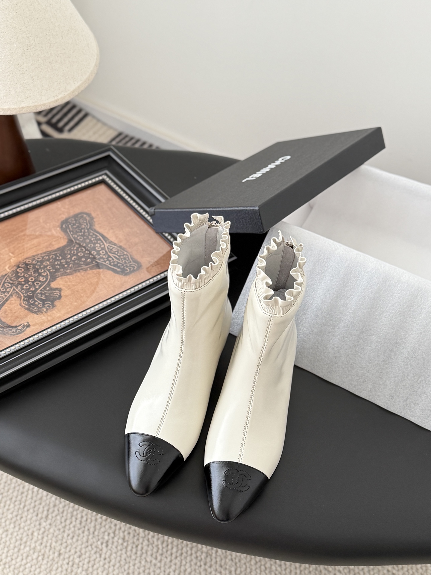 シャネル シャネル レディース メンズ 兼用 キャップトゥ ウェッジブーツ 通勤 通学 ベージュ ブラック 2WAY 8029607108