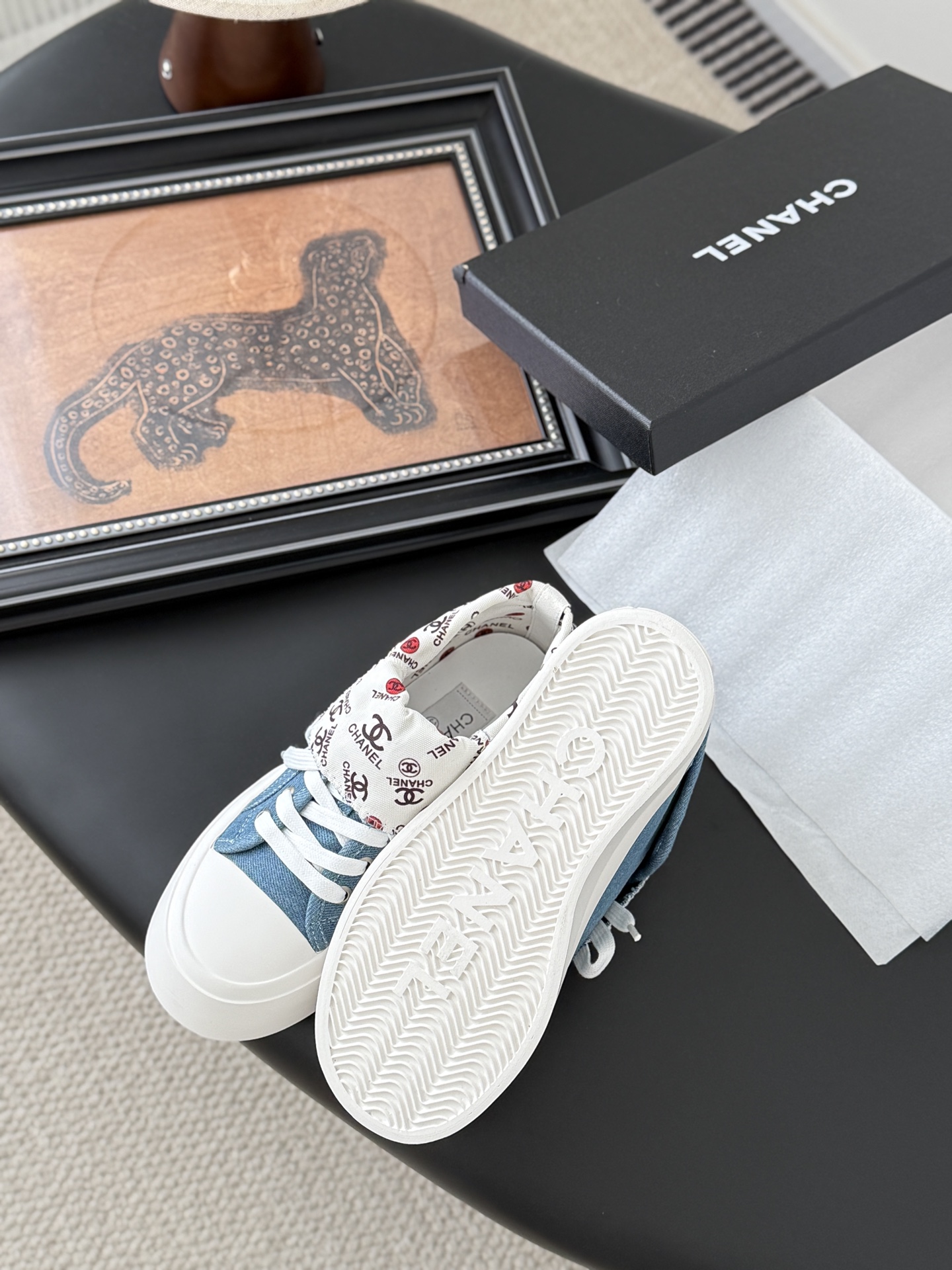 シャネル デニムスニーカー レディース メンズ兼用 軽量 通勤 通学 ベージュ 白 黒 38-42 35-50 35-50 - 画像 5