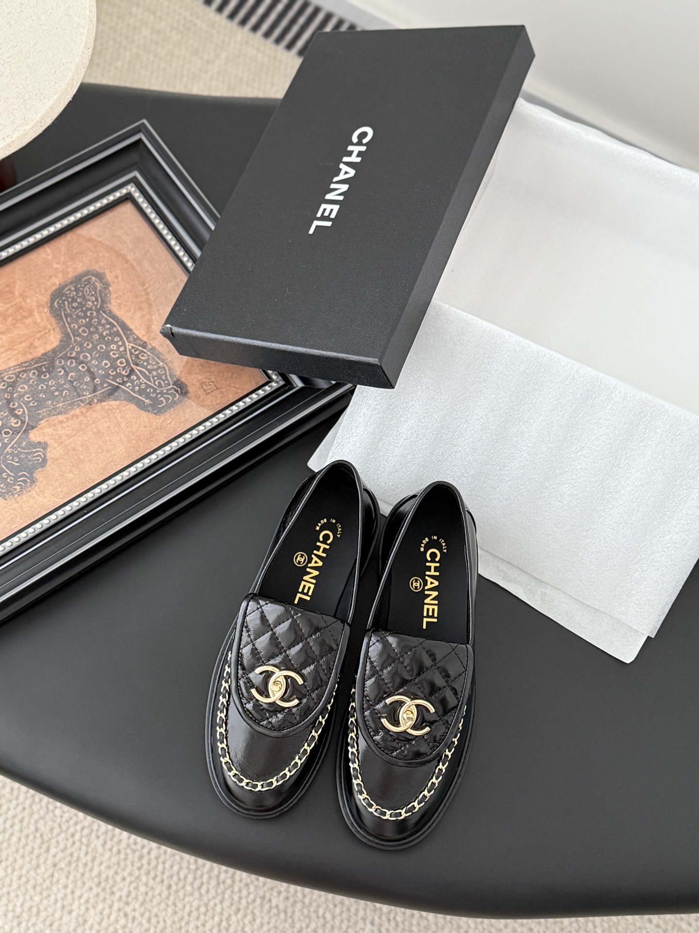 シャネル シューズ ローファー レディース メンズ 兼用 通勤 通学 シンプル 黒 2WAY 丸洗いOK