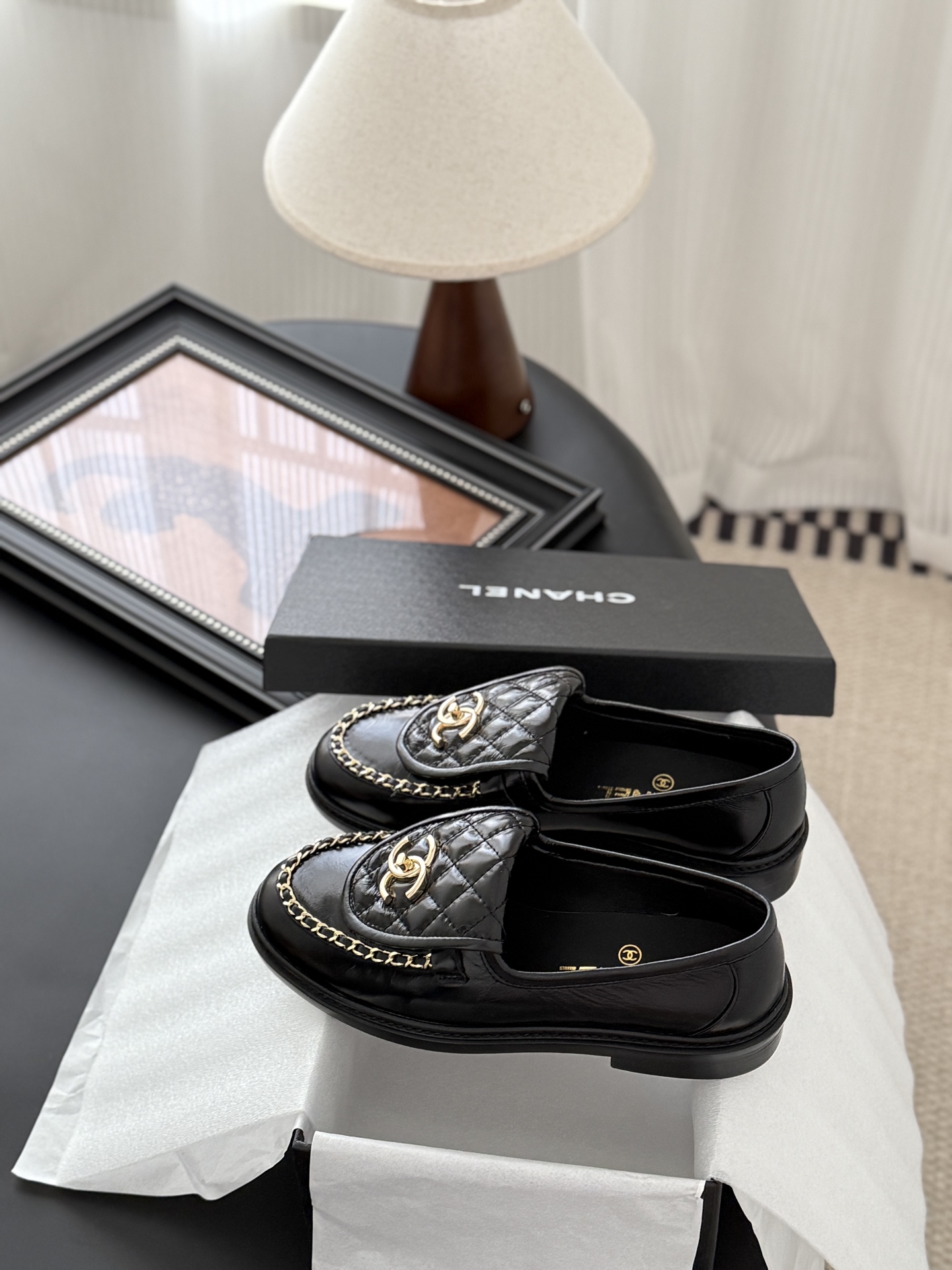 シャネル シューズ ローファー レディース メンズ 兼用 通勤 通学 シンプル 黒 2WAY 丸洗いOK - 画像 9