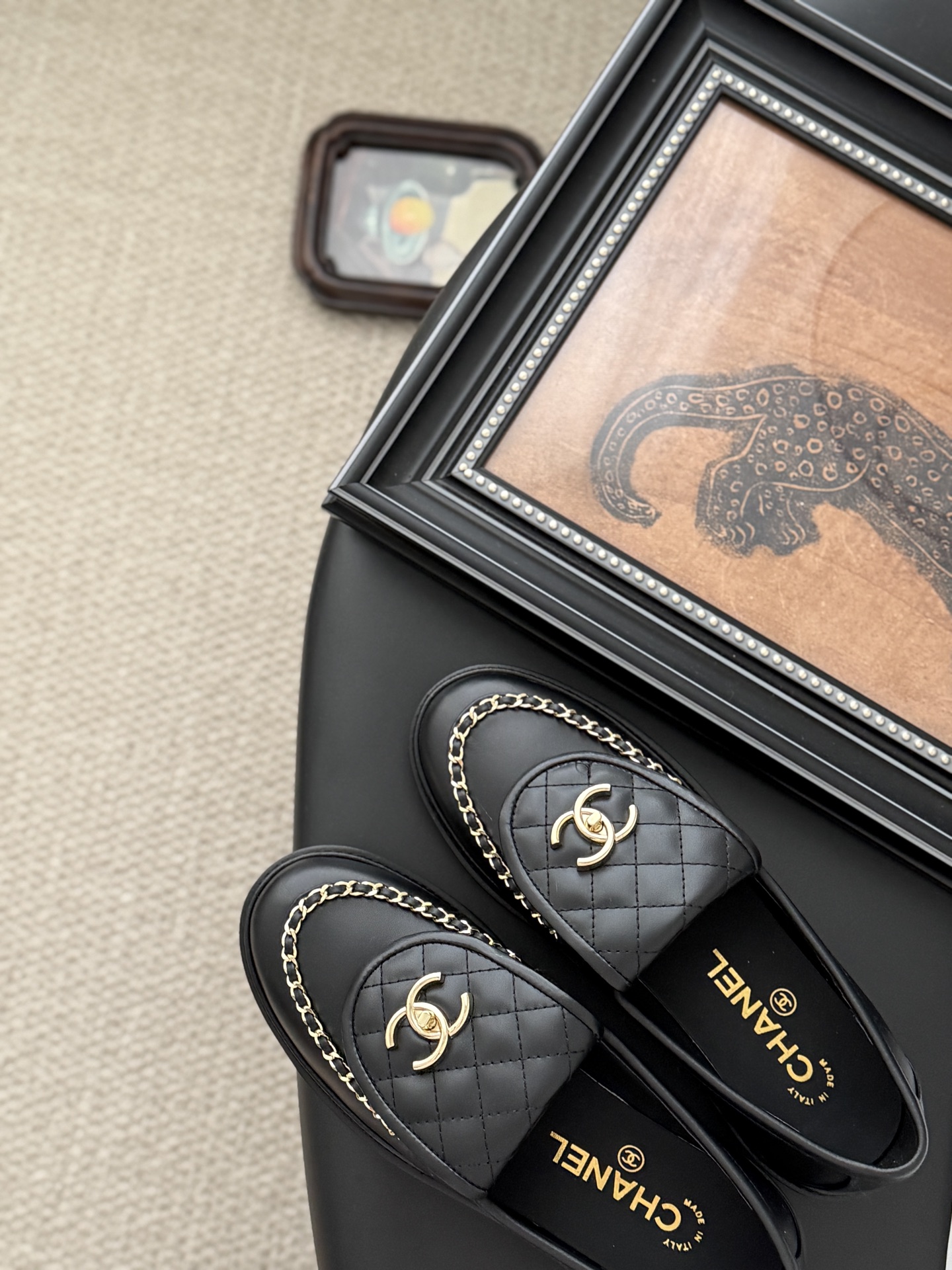 シャネル ローファー レディース メンズ兼用 シンプル 高級感 黒 2WAY 通勤 通学 丸洗いOK 金具付き 38-40サイズ対応 - 画像 7