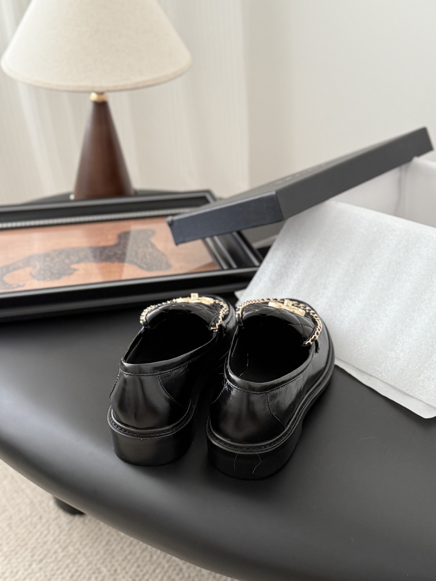 CHANEL シャネル ローファー 本革 フラットシューズ ブラック - 画像 3