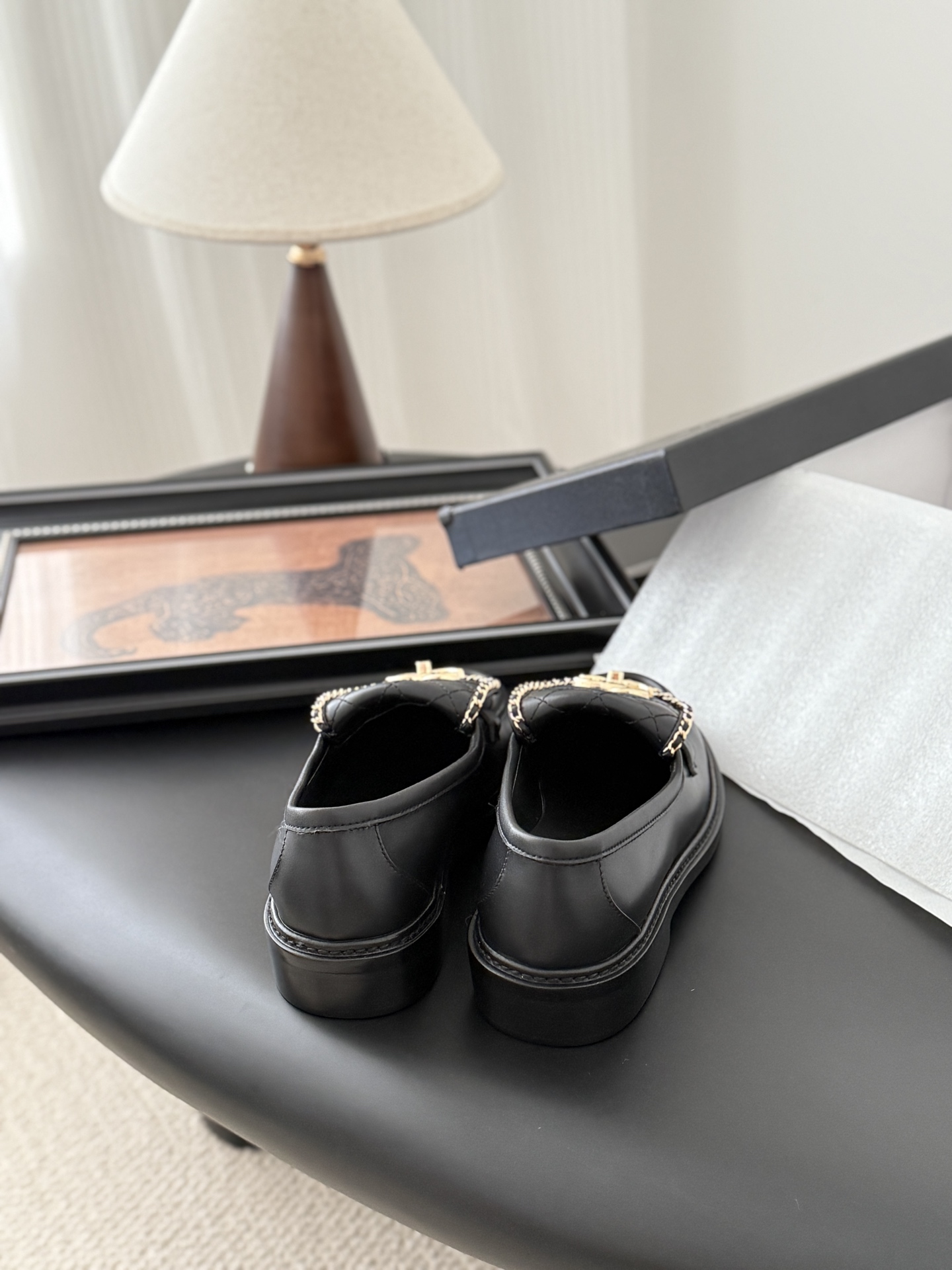 CHANEL シャネル ローファー フラットシューズ 本革 ブラック - 画像 3