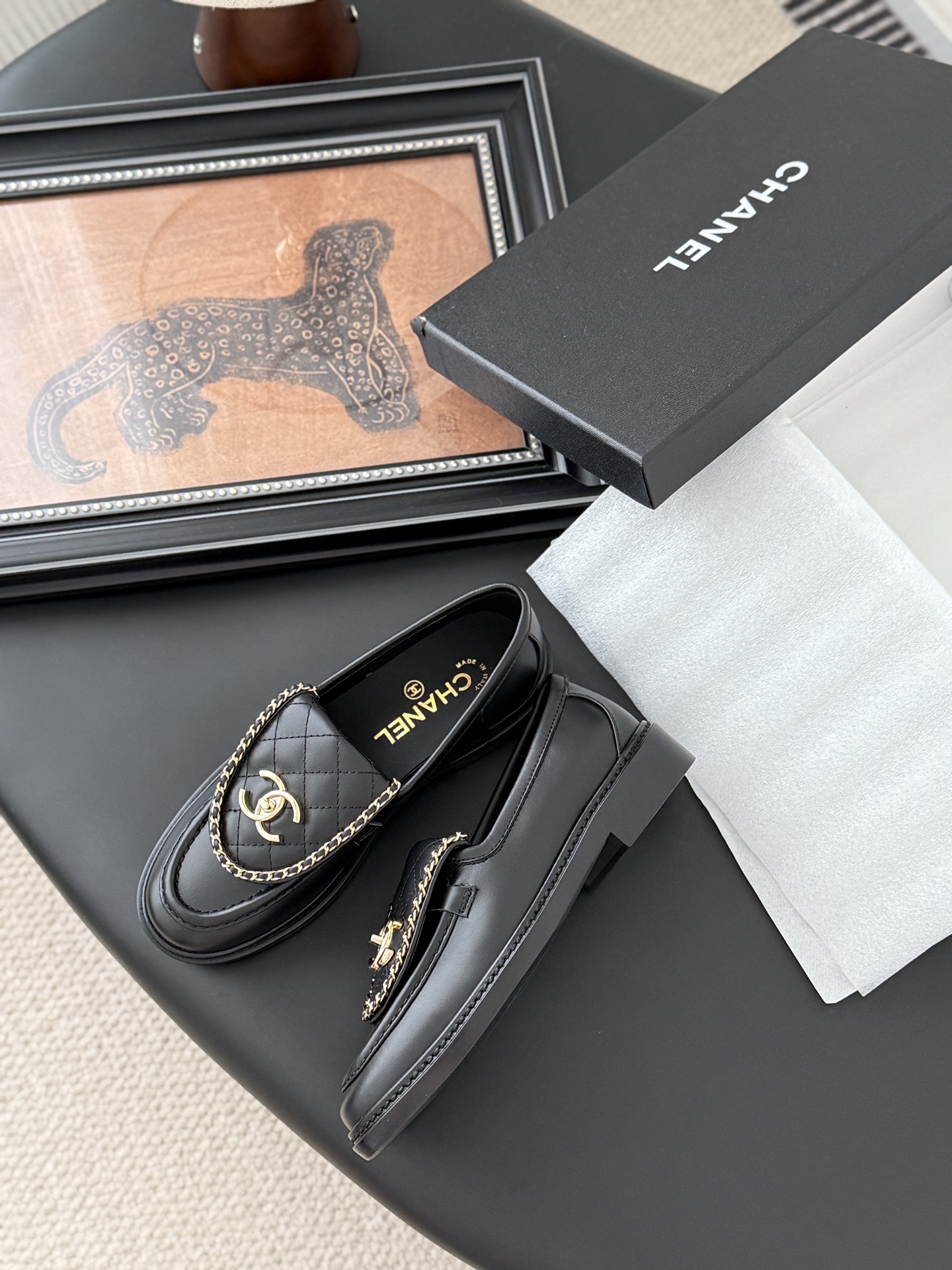 CHANEL シャネル ローファー フラットシューズ 本革 ブラック - 画像 4