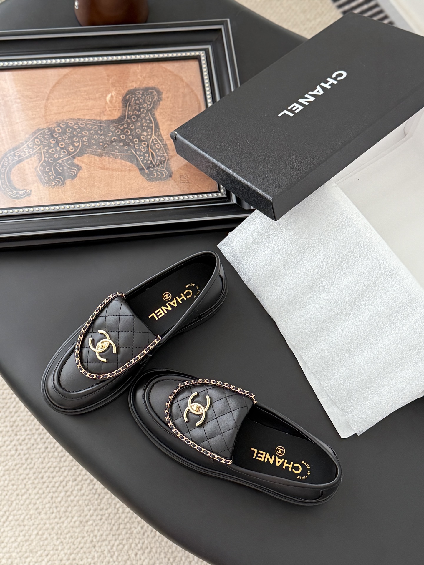 CHANEL シャネル ローファー フラットシューズ 本革 ブラック - 画像 6