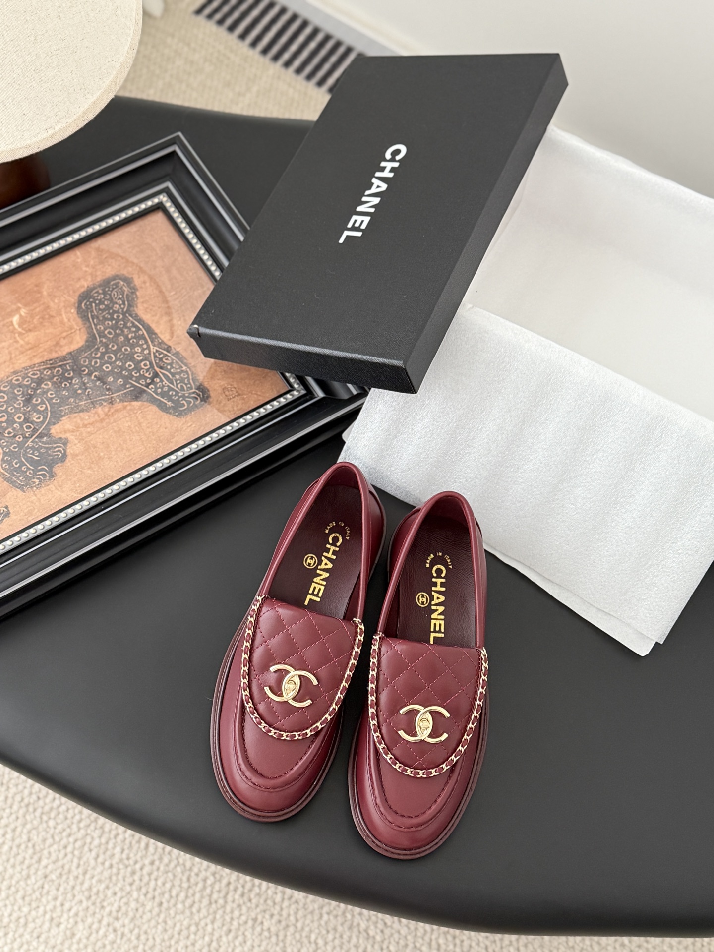 CHANEL シャネル ローファー 本革 フラットシューズ ブラック全1色