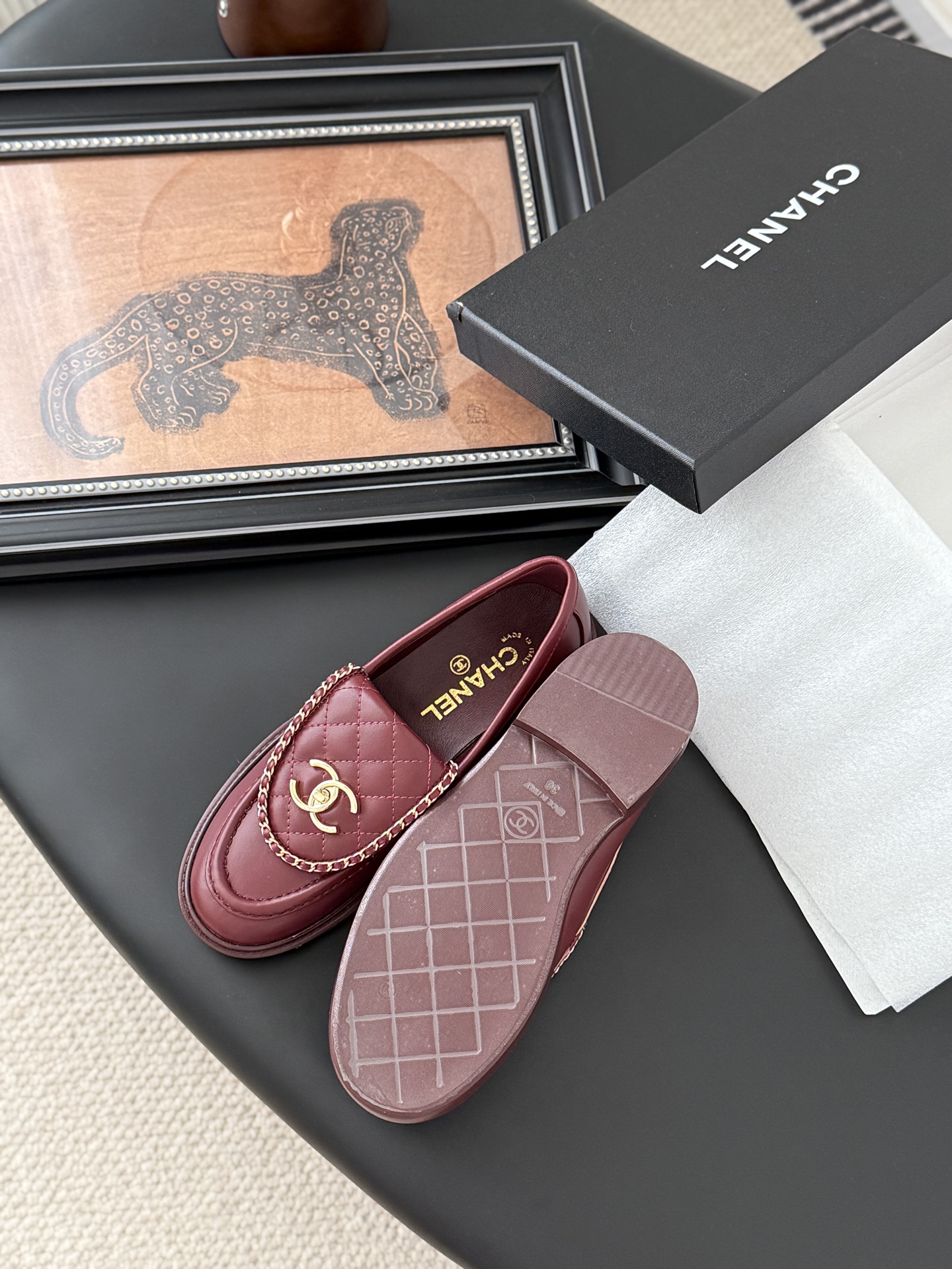 CHANEL シャネル ローファー 本革 フラットシューズ ブラック全1色 - 画像 5