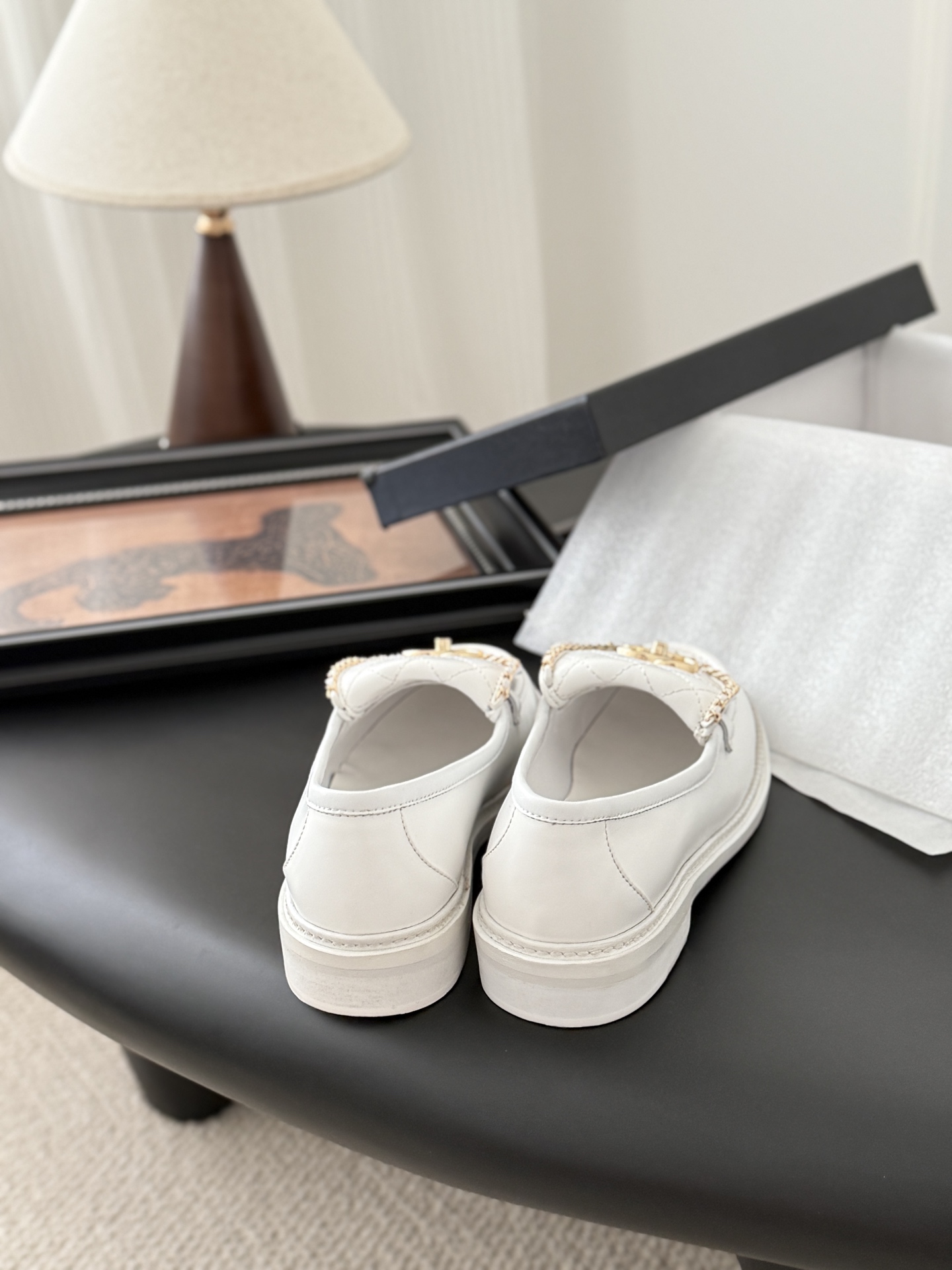 シャネル ローファー レディース メンズ 兼用 通勤 通学 ファッション 高級感 白 - 画像 3