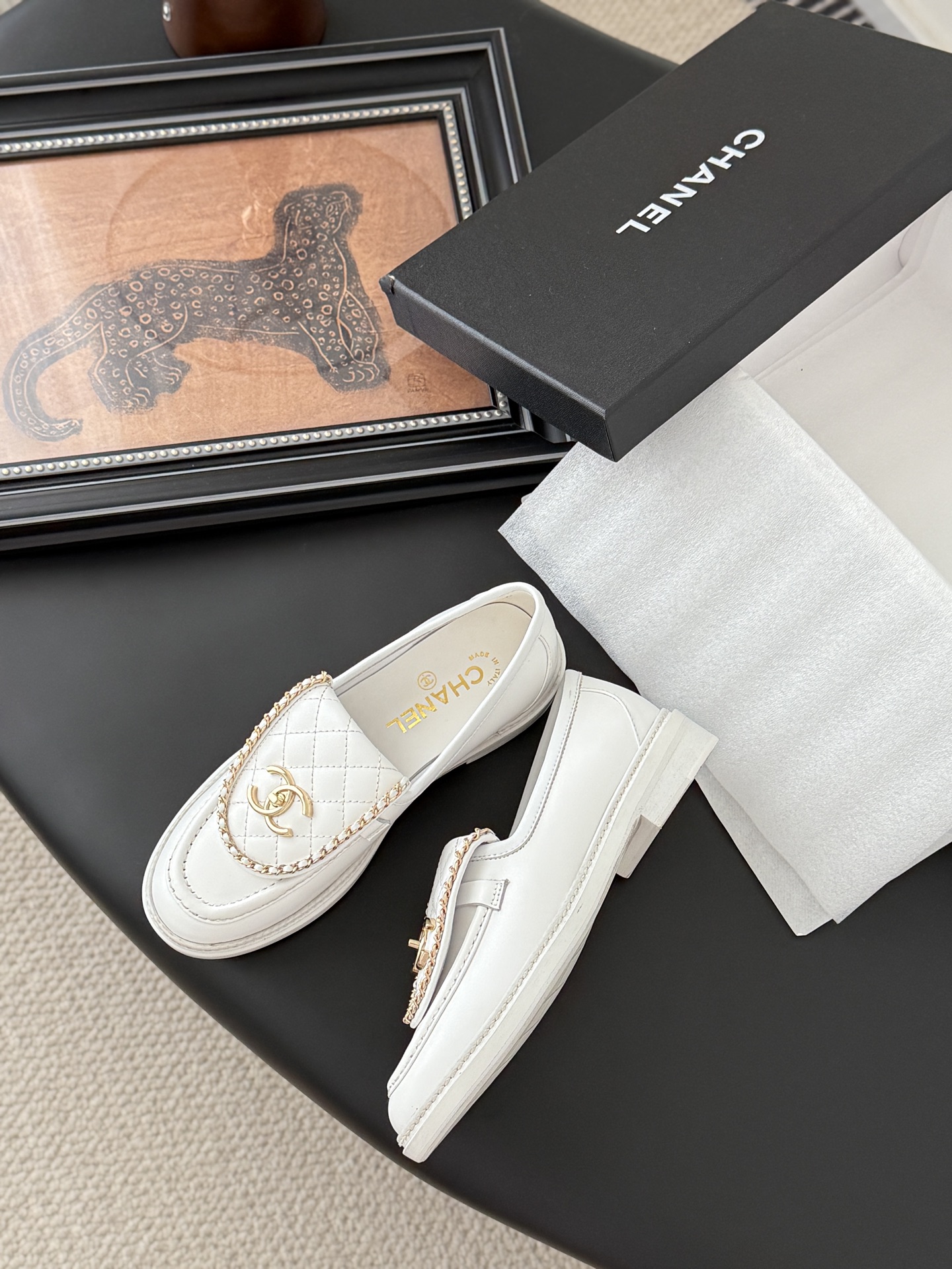 シャネル ローファー レディース メンズ 兼用 通勤 通学 ファッション 高級感 白 - 画像 4