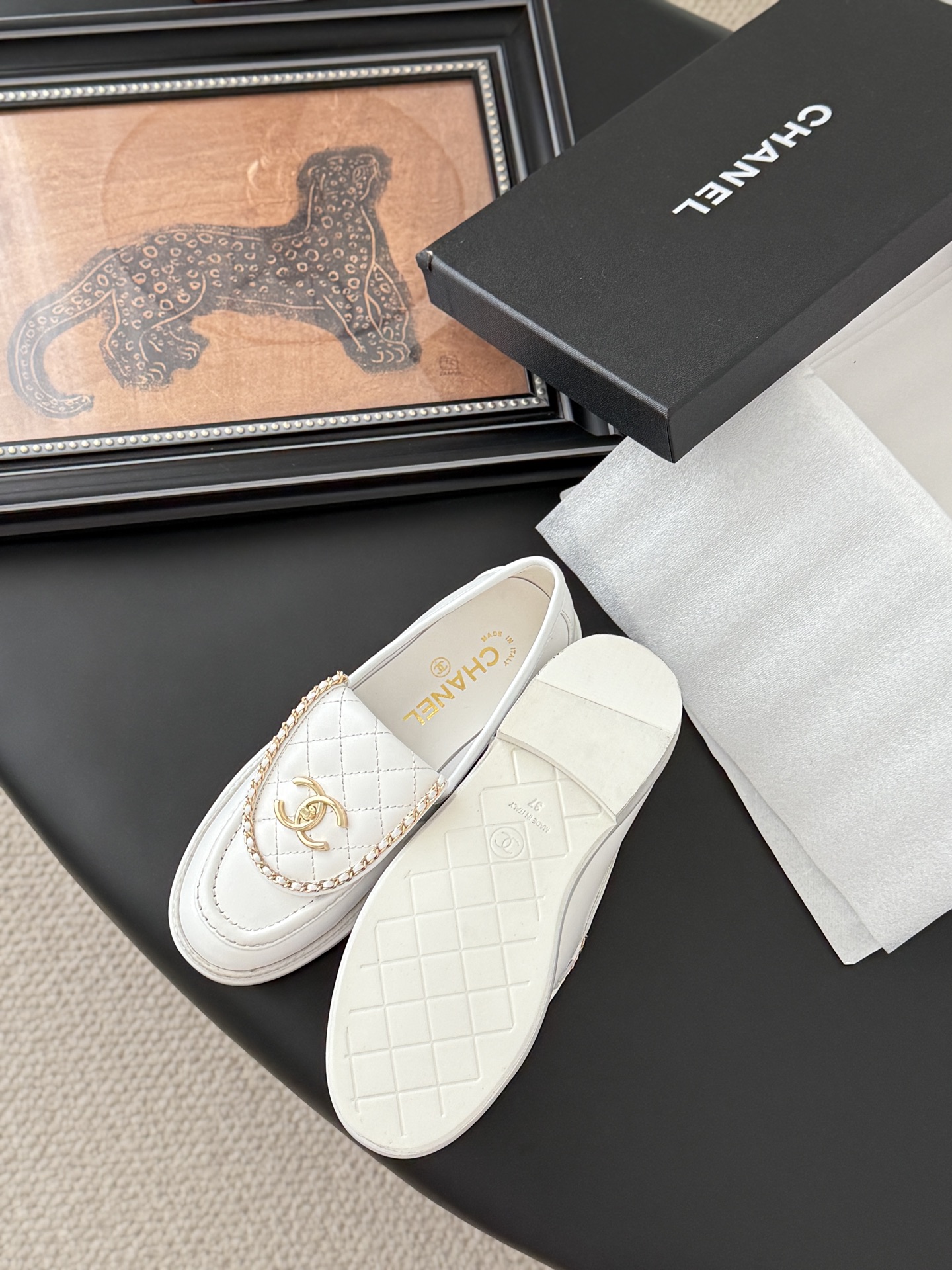 シャネル ローファー レディース メンズ 兼用 通勤 通学 ファッション 高級感 白 - 画像 5