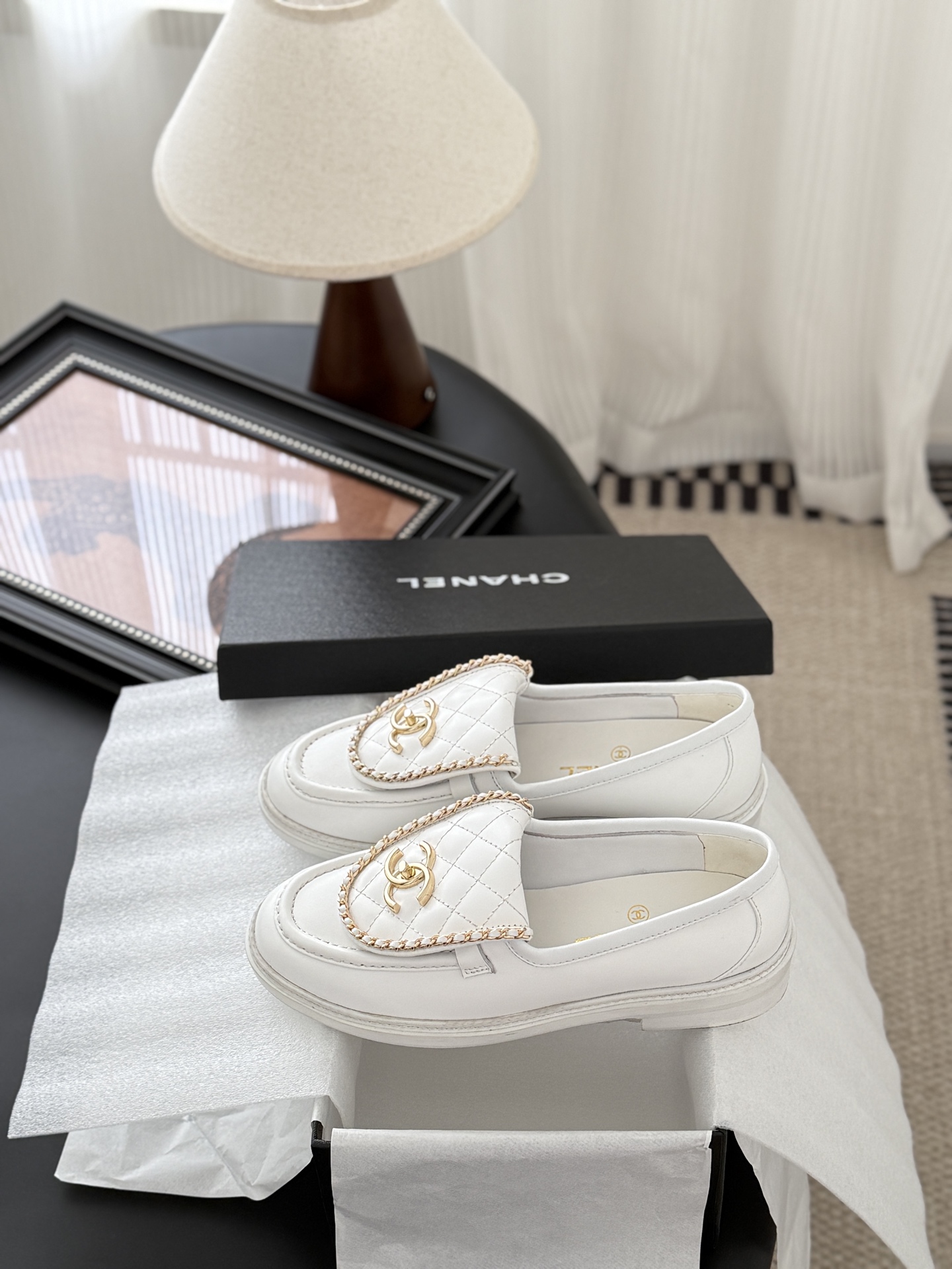 シャネル ローファー レディース メンズ 兼用 通勤 通学 ファッション 高級感 白 - 画像 9