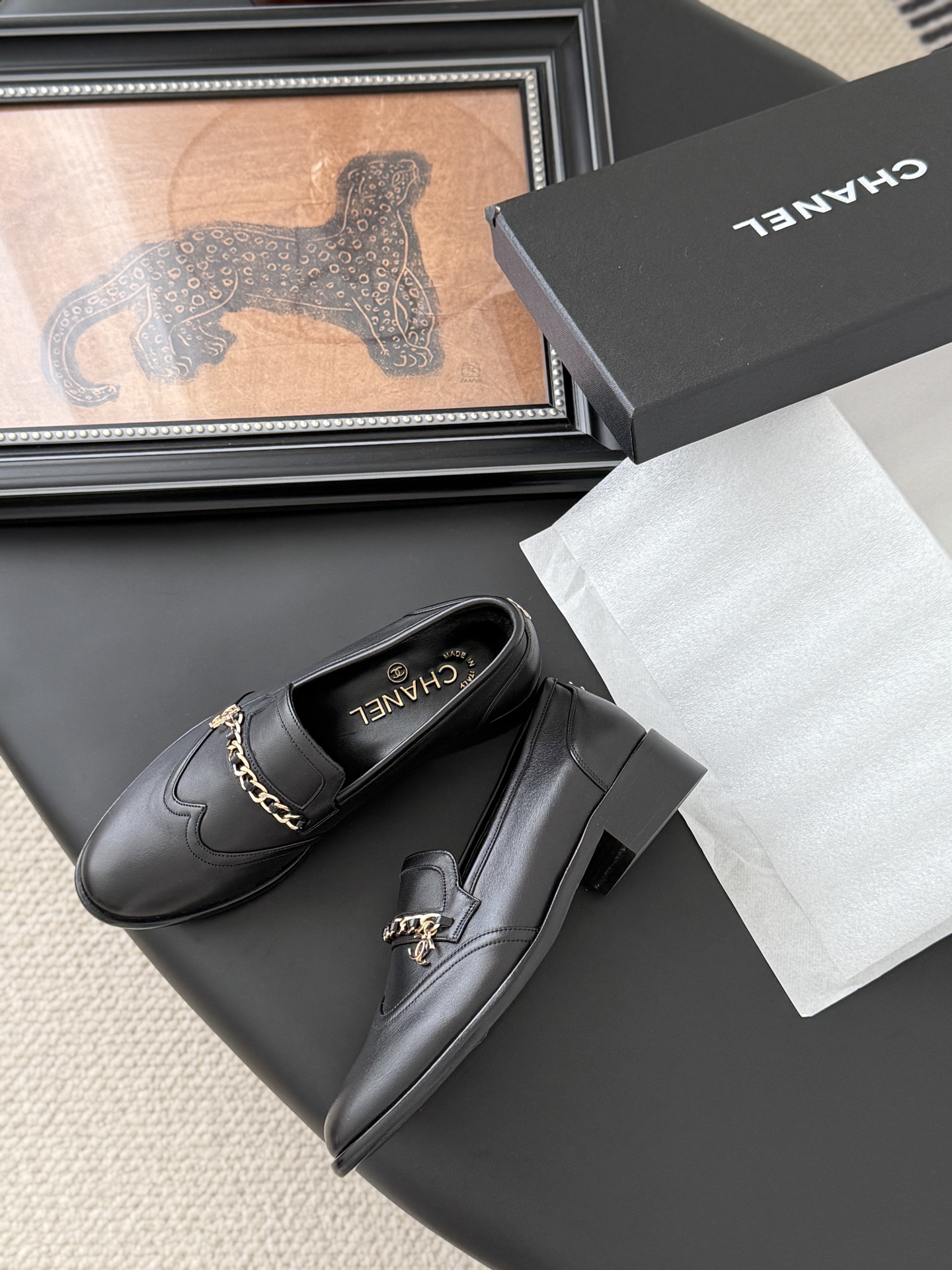 CHANEL シャネル ローファー 本革 通勤 黒色 - 画像 4