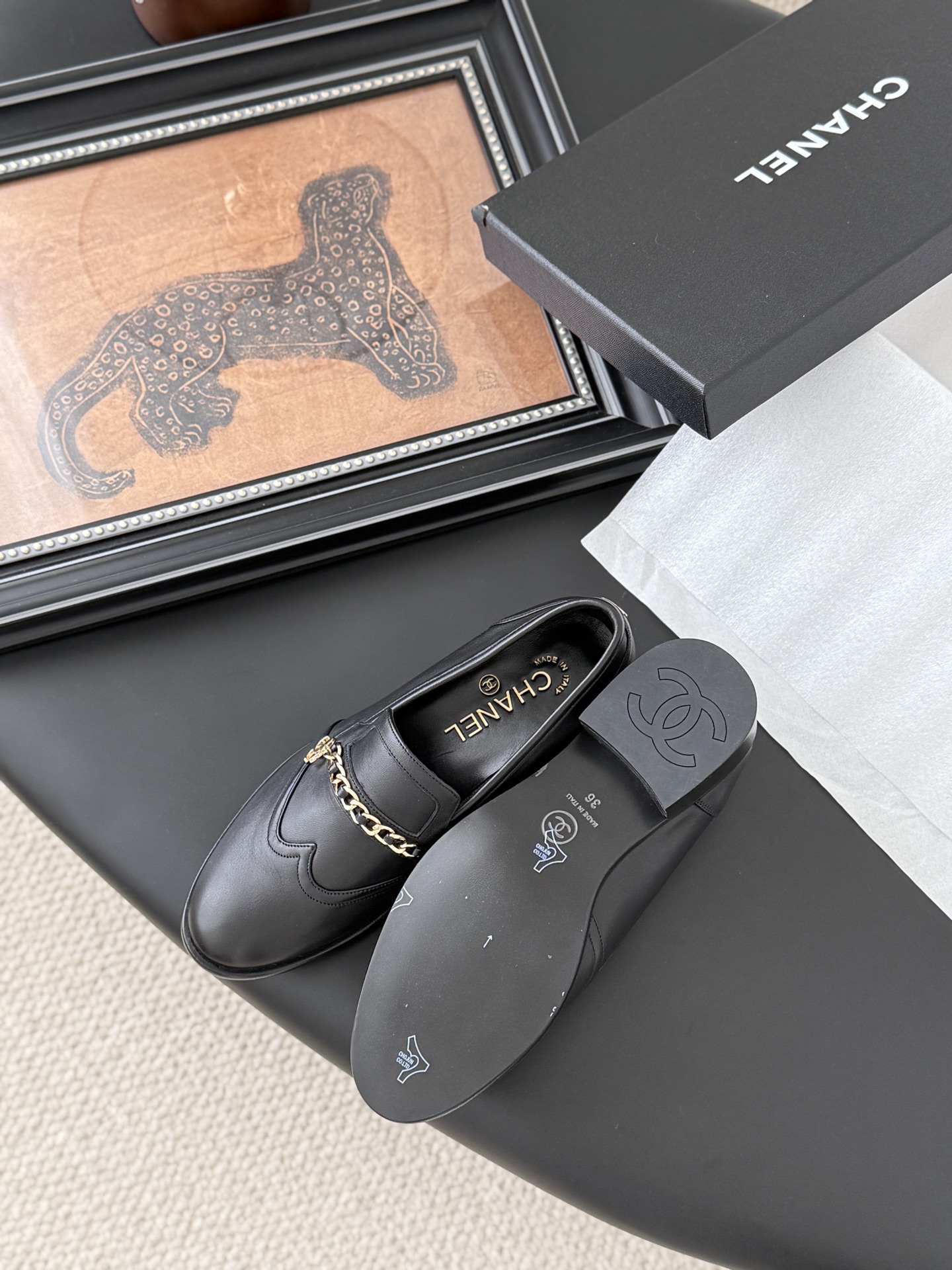 CHANEL シャネル ローファー 本革 通勤 黒色 - 画像 5