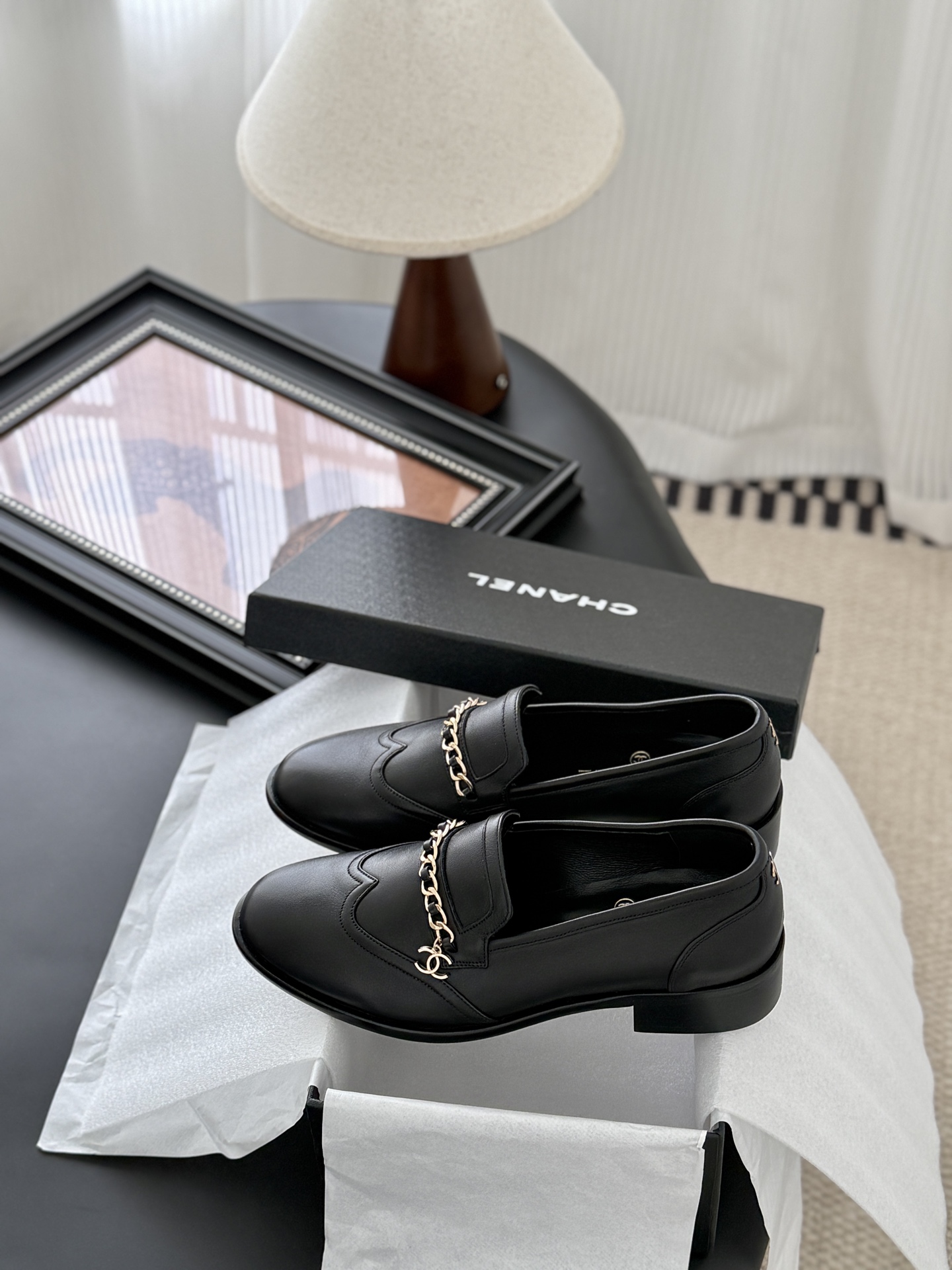 CHANEL シャネル ローファー 本革 通勤 黒色 - 画像 9