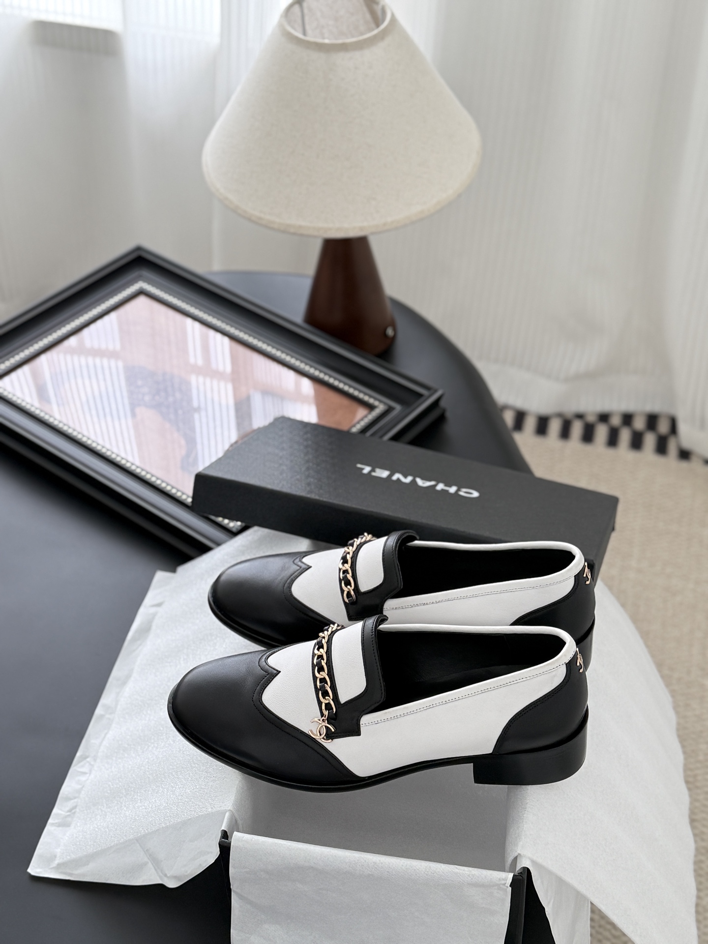 シャネル ローファー レディース メンズ 兼用 通勤 通学 シンプル ブラック ホワイト 2way シューズ 35〜60字 - 画像 9