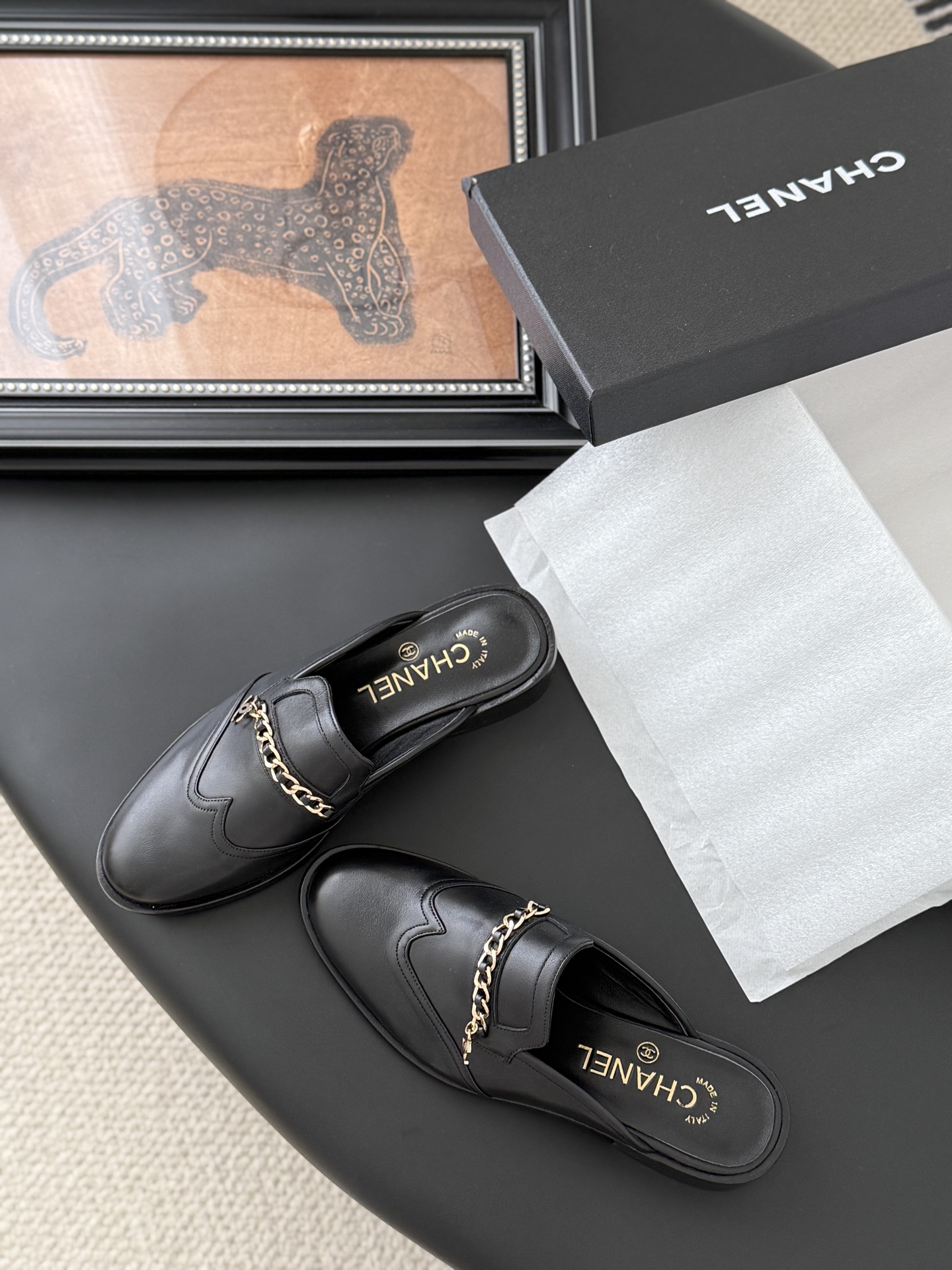 シャネル ローファー レディース メンズ 兼用 高級感 通勤 通学 黒 2WAY 鎖 チェーン 丸洗いOK - 画像 6