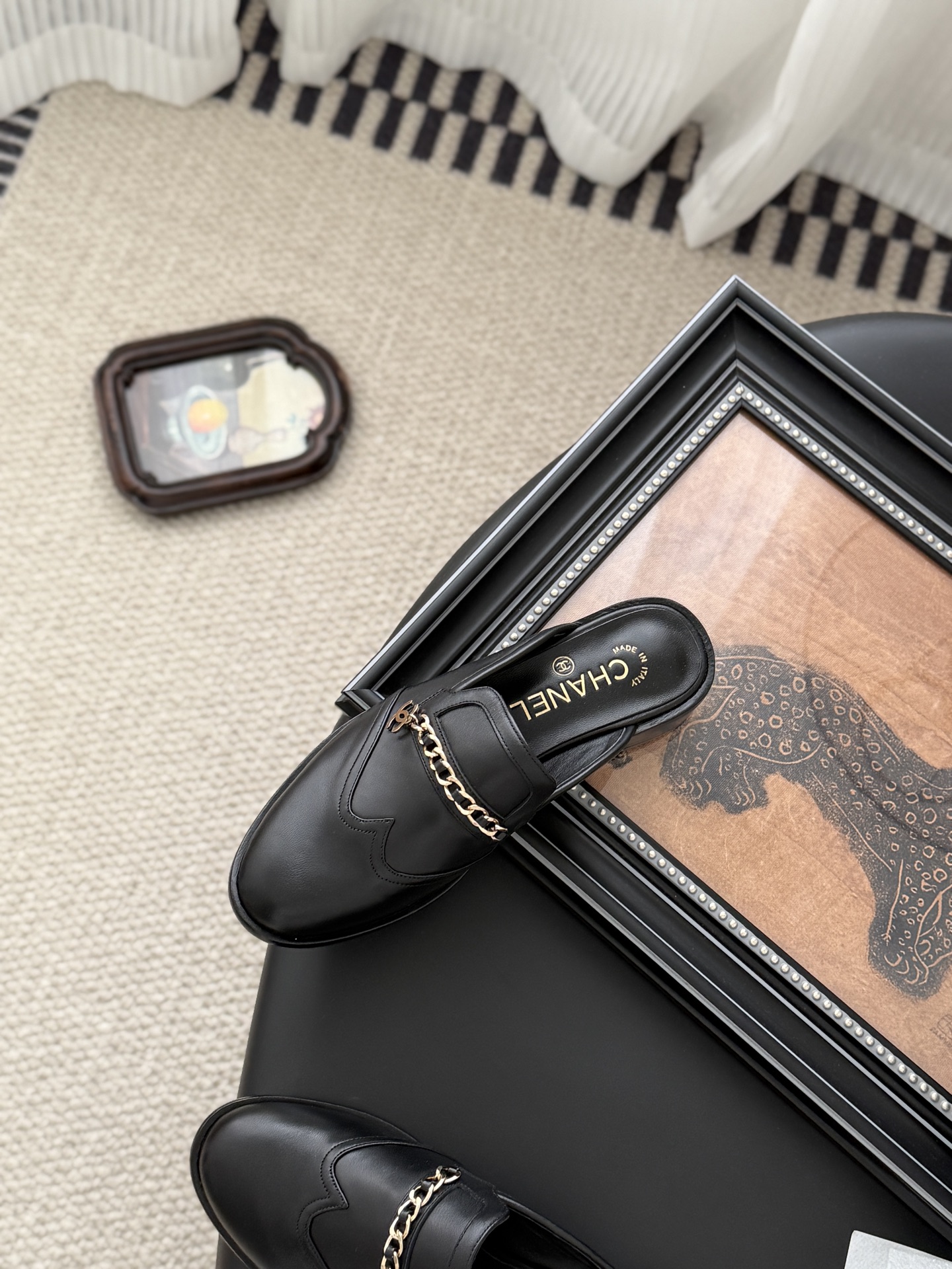 シャネル ローファー レディース メンズ 兼用 高級感 通勤 通学 黒 2WAY 鎖 チェーン 丸洗いOK - 画像 8