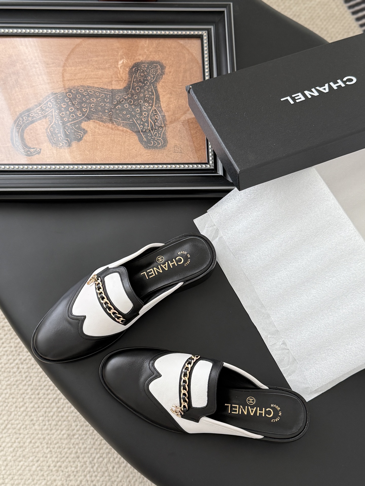 CHANEL シャネル ローファー レディース メンズ 兼用 高級感 ブラック ホワイト 通勤 通学 2WAY かかとなし 靴 - 画像 6