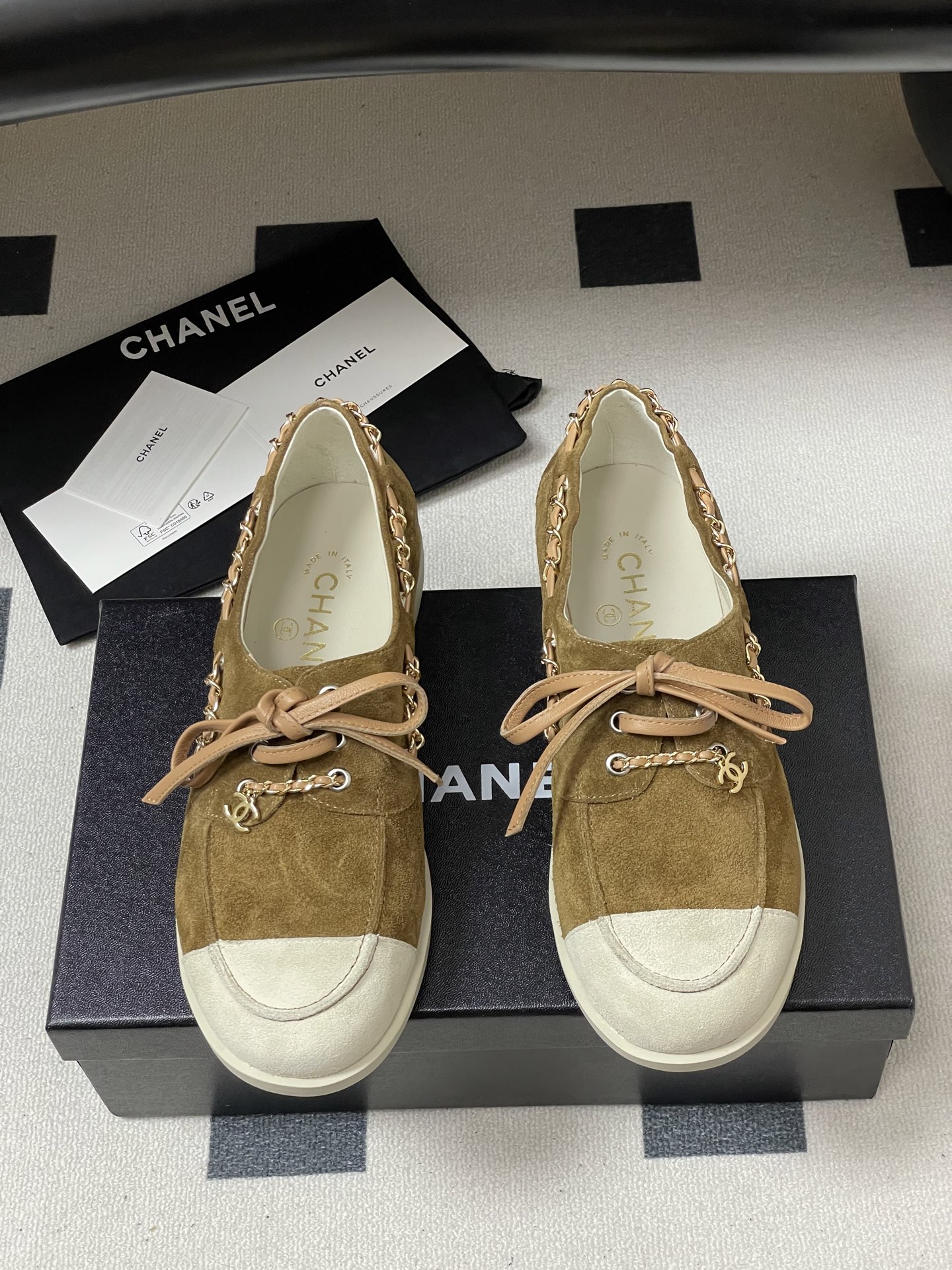 CHANEL シューズ レディース メンズ 兼用 通勤 通学 フラットシューズ シンプル レトロ ベージュ 36 37 38 39 40 41 42 - 画像 5