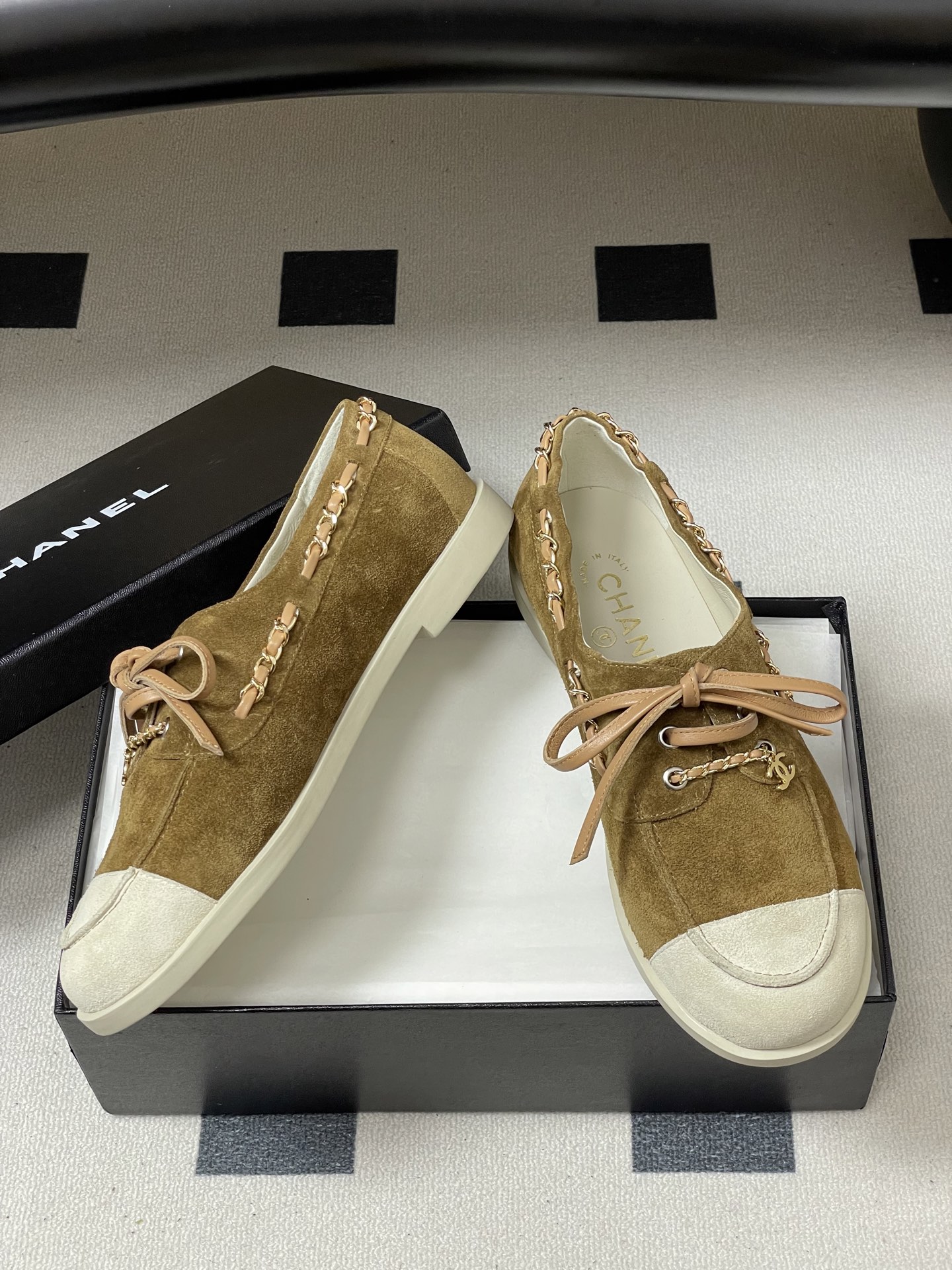 CHANEL シューズ レディース メンズ 兼用 通勤 通学 フラットシューズ シンプル レトロ ベージュ 36 37 38 39 40 41 42 - 画像 6