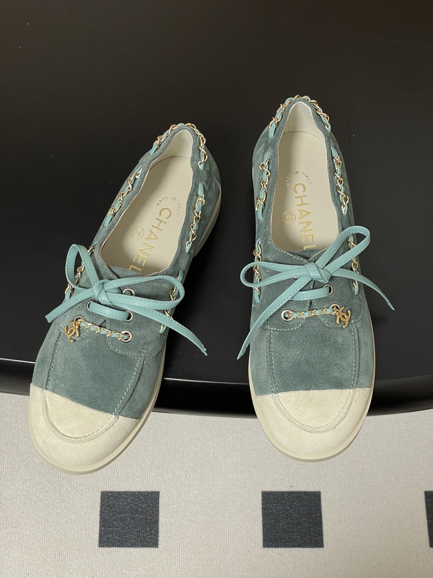 シャネル ローファー レディース メンズ 兼用 通勤 通学 シンプル ベージュ グリーン カーフレザー 36 - 画像 2