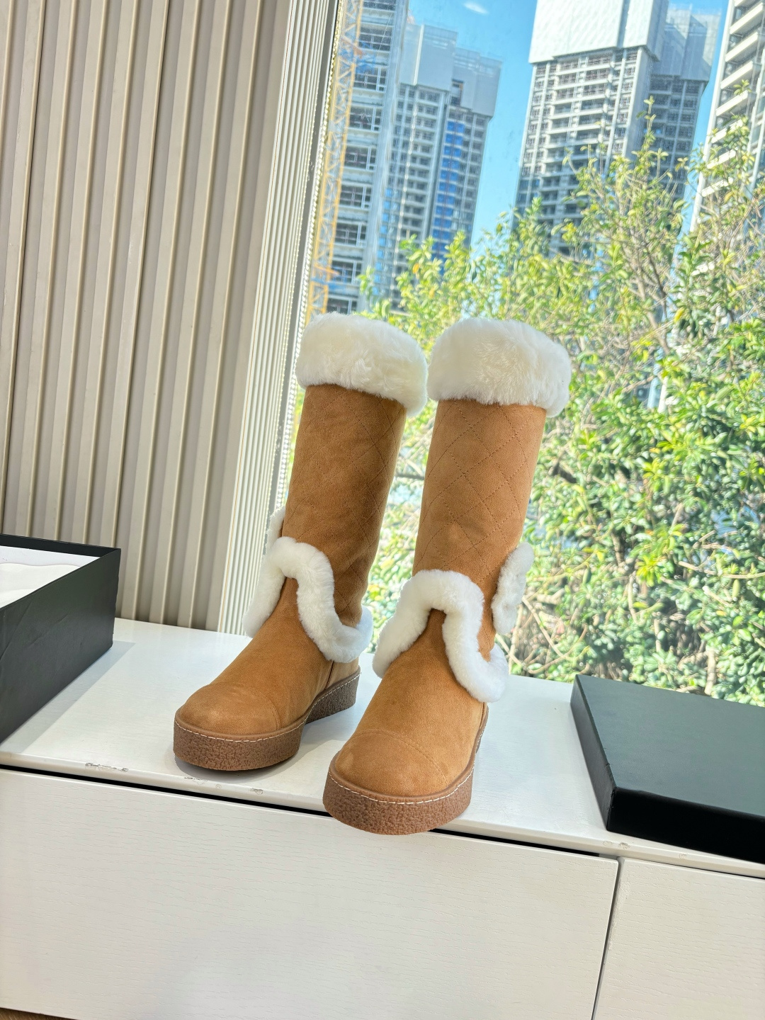 CHANEL シャネル ブーツ レディース メンズ 兼用 保温 軽量 通勤 通学 シンプル ベージュ