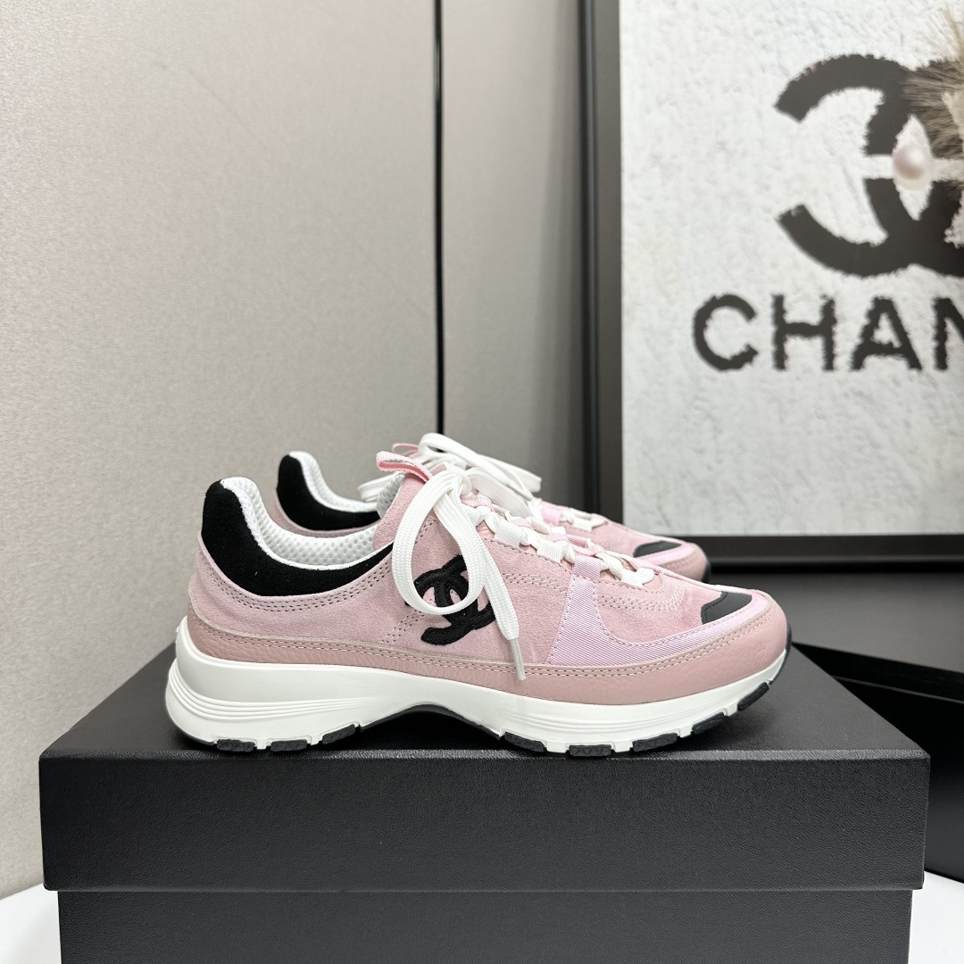 シャネル レディース メンズ 兼用 スニーカー シンプル 通勤 通学 ピンク 黒 白