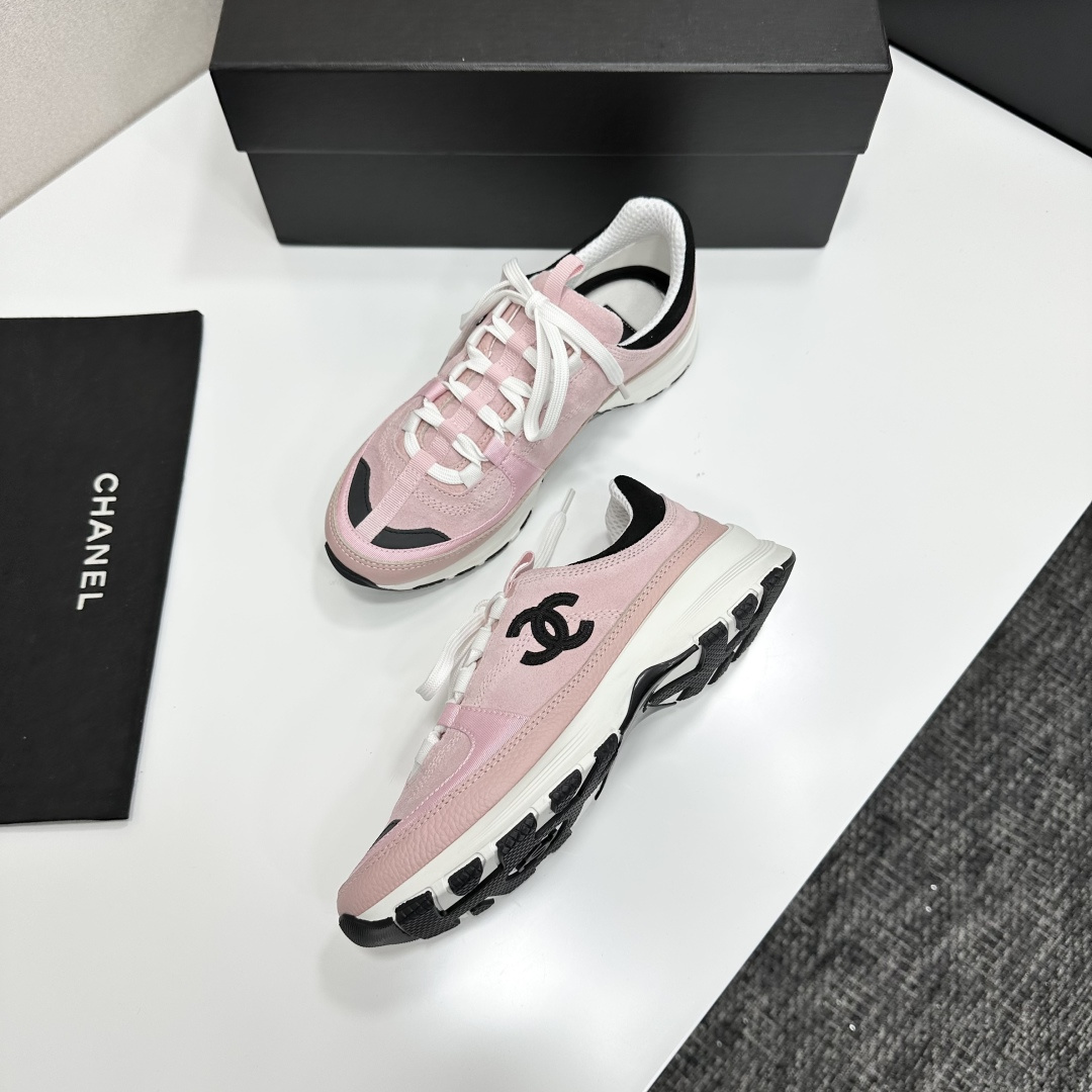 シャネル レディース メンズ 兼用 スニーカー シンプル 通勤 通学 ピンク 黒 白 - 画像 5