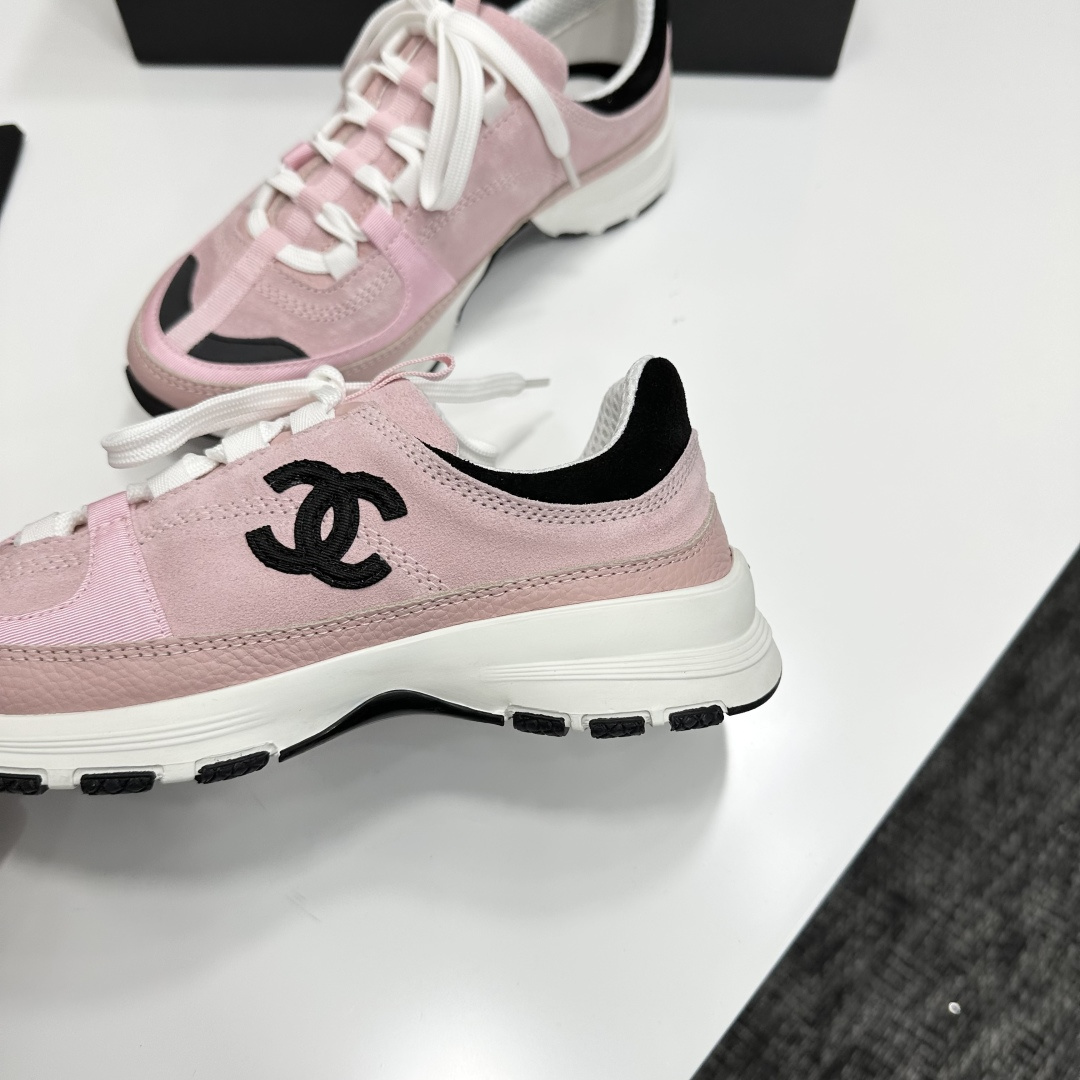 シャネル レディース メンズ 兼用 スニーカー シンプル 通勤 通学 ピンク 黒 白 - 画像 6