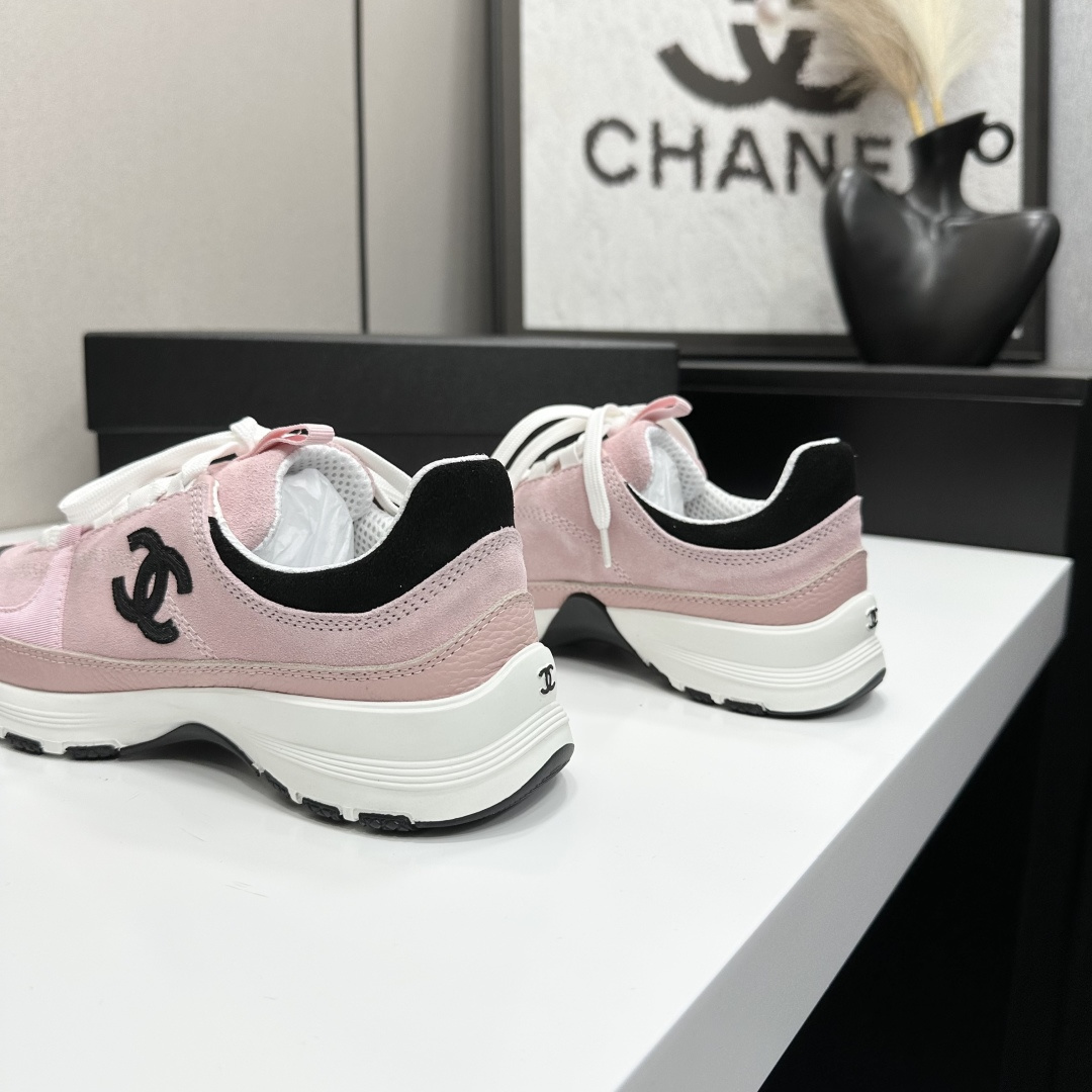 シャネル レディース メンズ 兼用 スニーカー シンプル 通勤 通学 ピンク 黒 白 - 画像 7