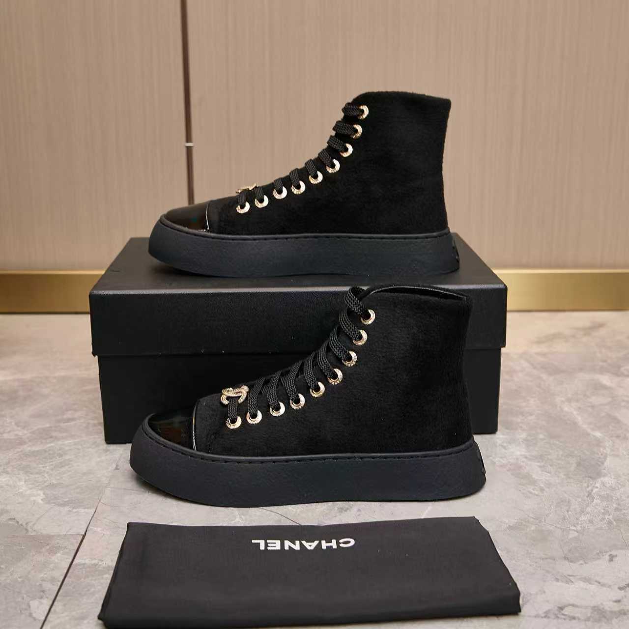 シャネル シューズ ブーツ レディース メンズ 兼用 プラットフォーム 靴 黒 2WAY 通勤 通学 高級感 2WAY 通勤 通学 高級感 黒 - 画像 4