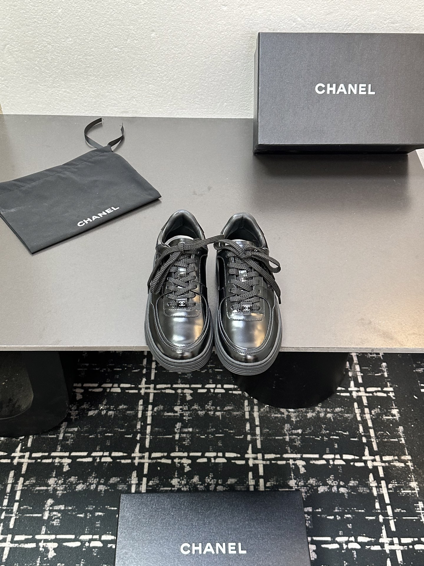 CHANEL シューズ レディース メンズ 兼用 ブラック 靴 通勤 通学 レトロ 黒 35〜40サイズ対応 A4対応 可愛い おしゃれ シンプル 本革 送料無料