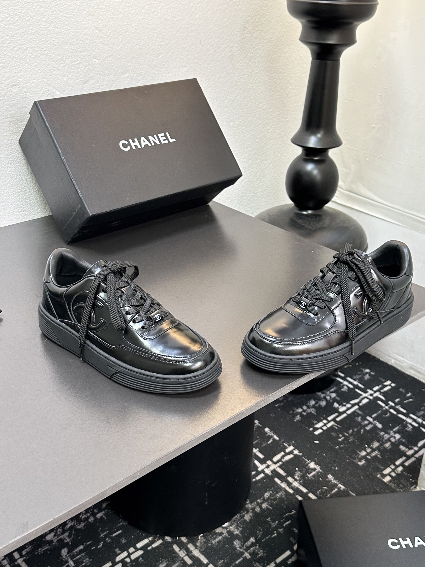 CHANEL シューズ レディース メンズ 兼用 ブラック 靴 通勤 通学 レトロ 黒 35〜40サイズ対応 A4対応 可愛い おしゃれ シンプル 本革 送料無料 - 画像 6