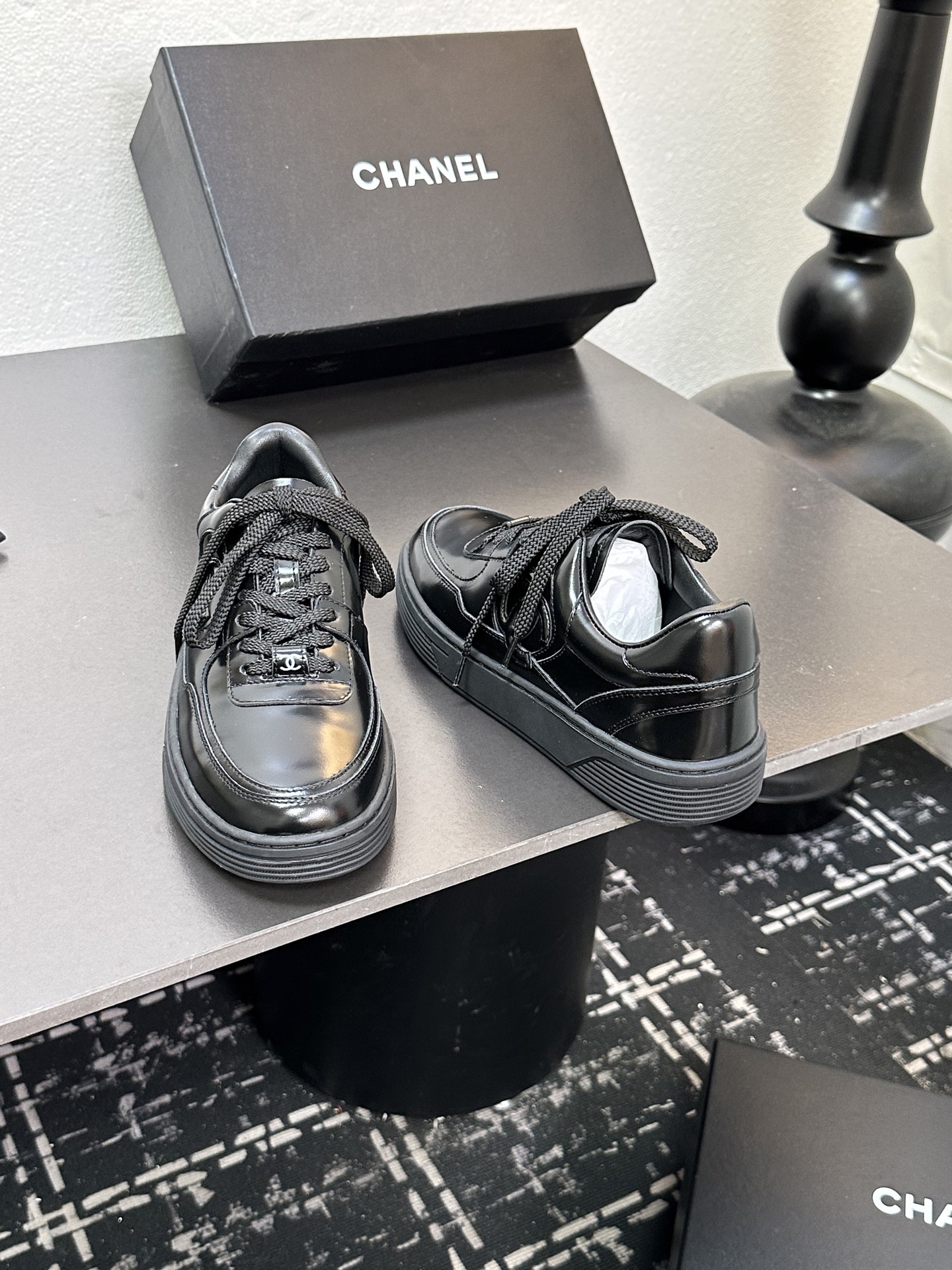 CHANEL シューズ レディース メンズ 兼用 ブラック 靴 通勤 通学 レトロ 黒 35〜40サイズ対応 A4対応 可愛い おしゃれ シンプル 本革 送料無料 - 画像 8