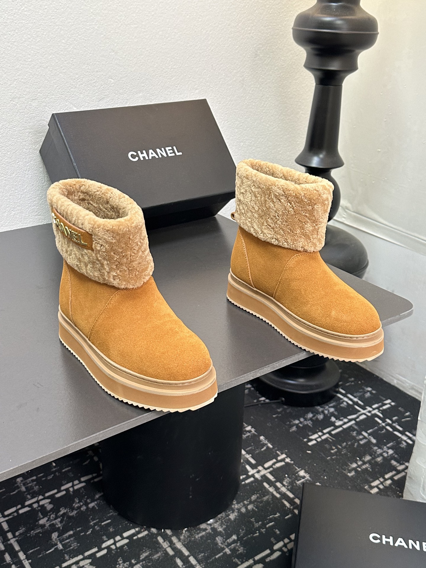 CHANEL シャネル ブーツ レディース メンズ 兼用 保温 ファッション ベージュ - 画像 2