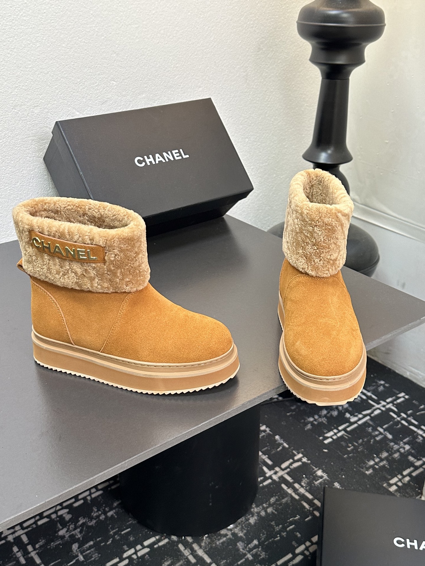 CHANEL シャネル ブーツ レディース メンズ 兼用 保温 ファッション ベージュ - 画像 3