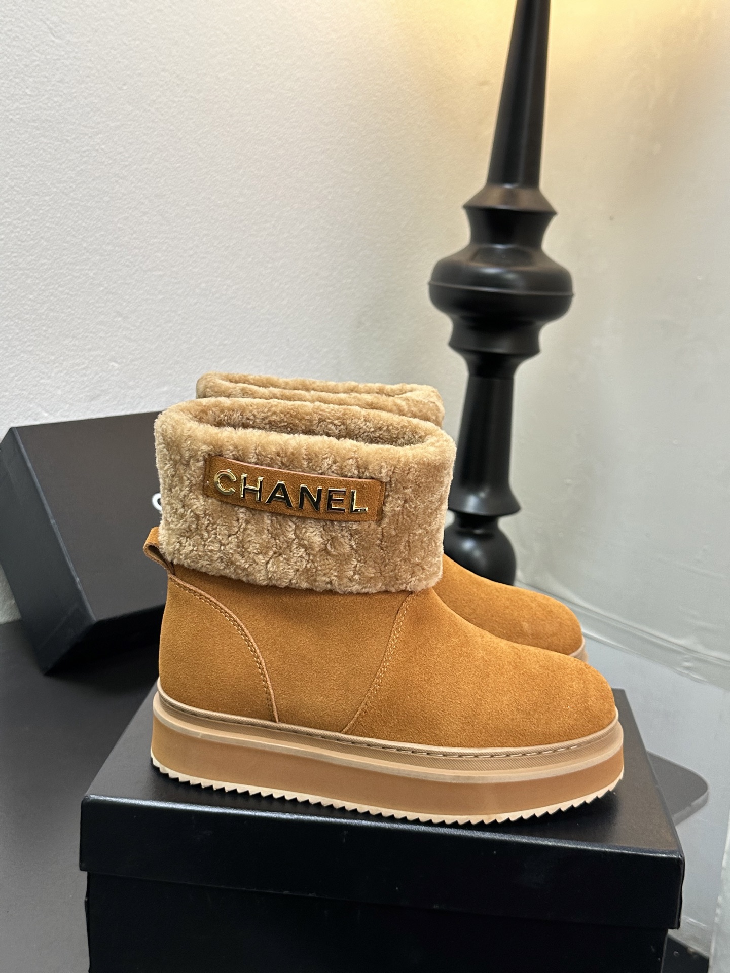 CHANEL シャネル ブーツ レディース メンズ 兼用 保温 ファッション ベージュ - 画像 4