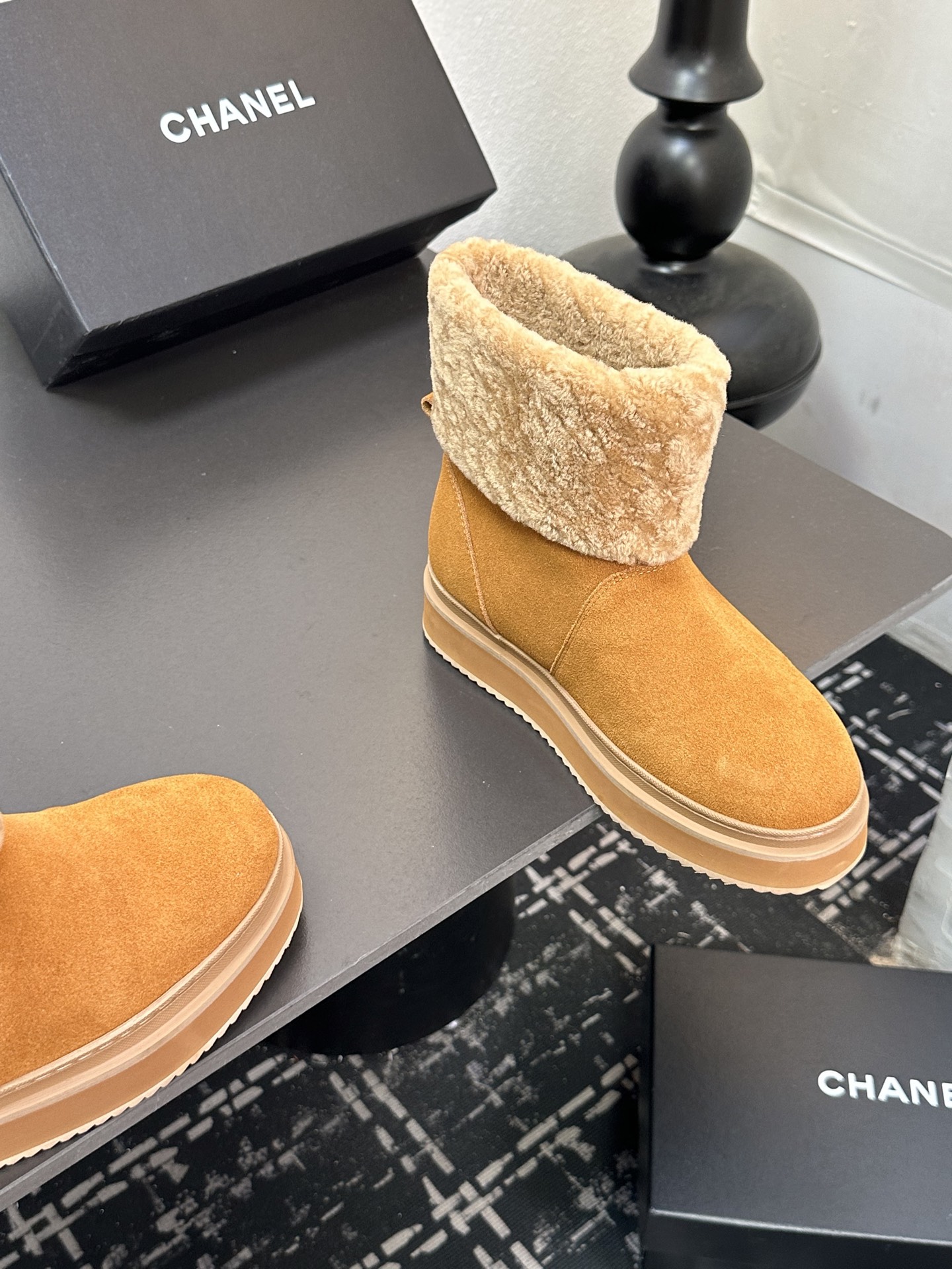 CHANEL シャネル ブーツ レディース メンズ 兼用 保温 ファッション ベージュ - 画像 5