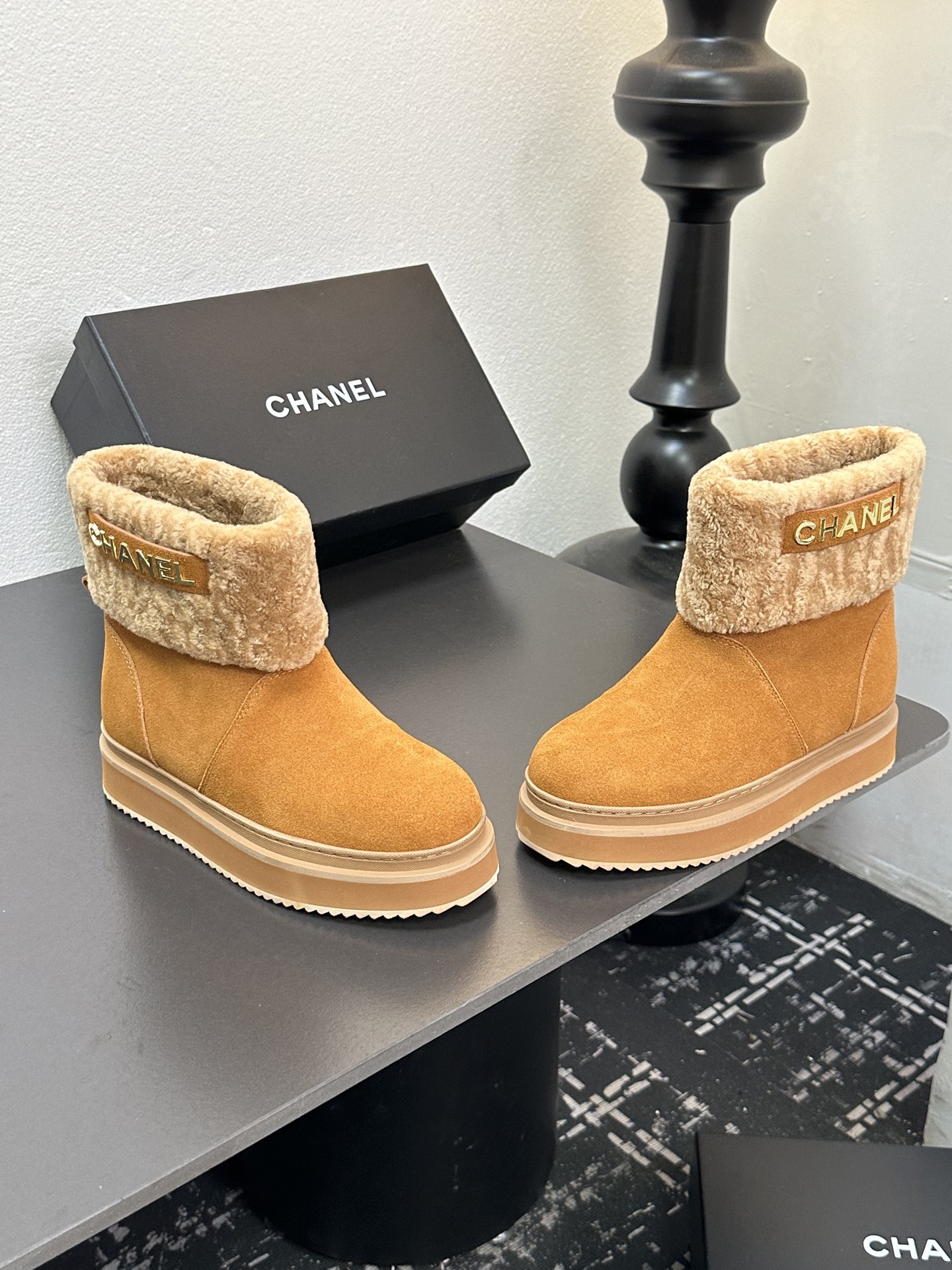 CHANEL シャネル ブーツ レディース メンズ 兼用 保温 ファッション ベージュ - 画像 6