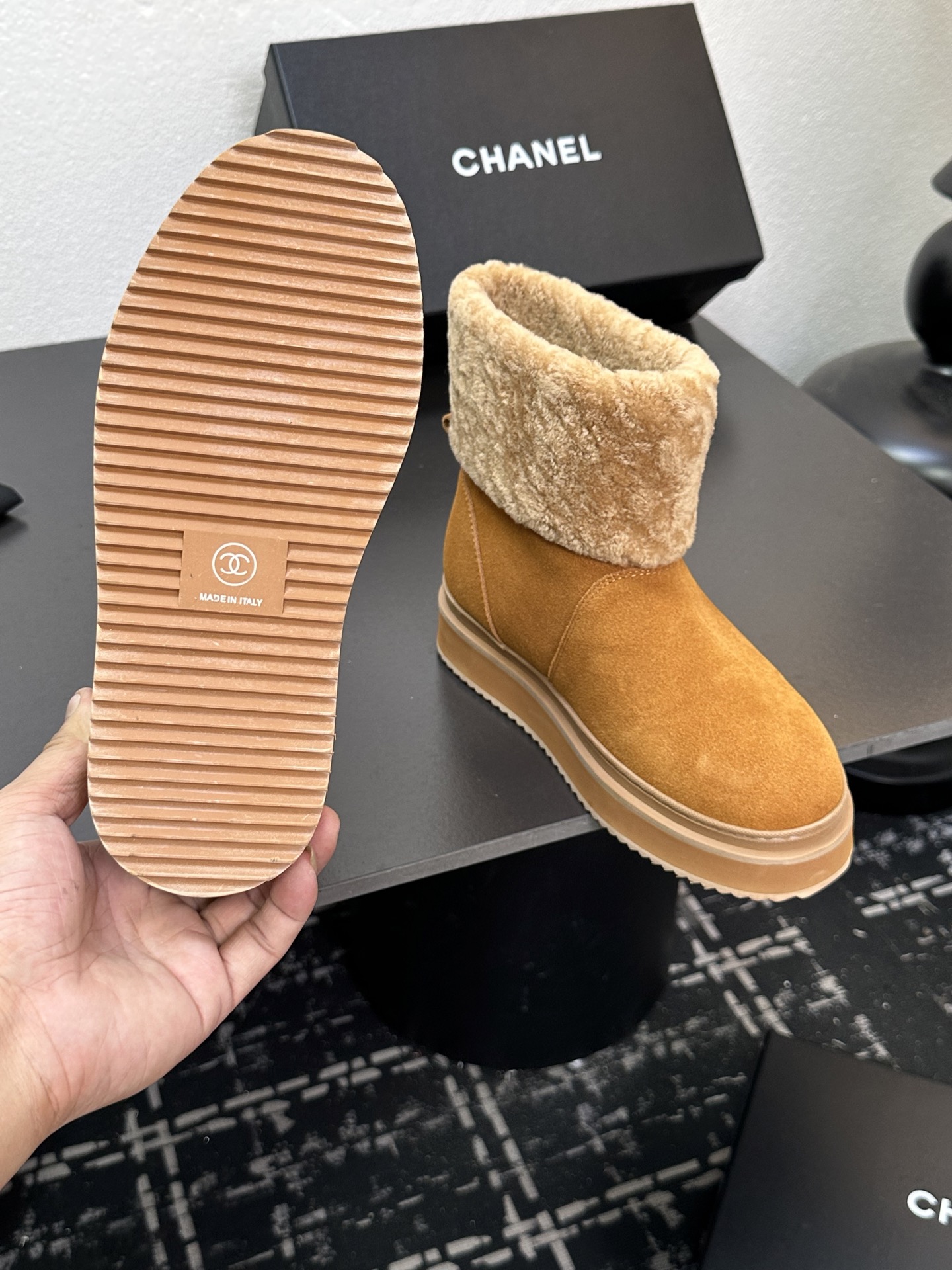 CHANEL シャネル ブーツ レディース メンズ 兼用 保温 ファッション ベージュ - 画像 9