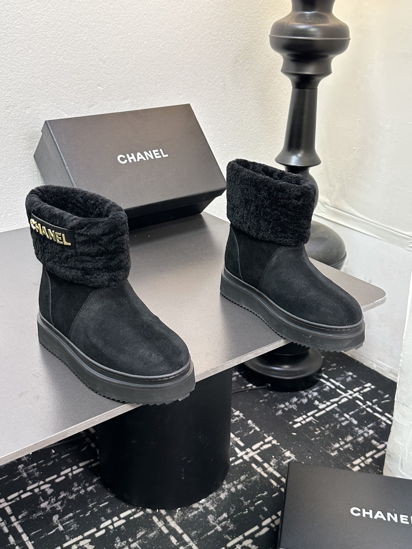 シャネル シューズ ブーツ レディース メンズ 兼用 通勤 通学 保温 ブラック 2WAY おしゃれ 人気 ブーツ 黒 シューズ 903 - 画像 2