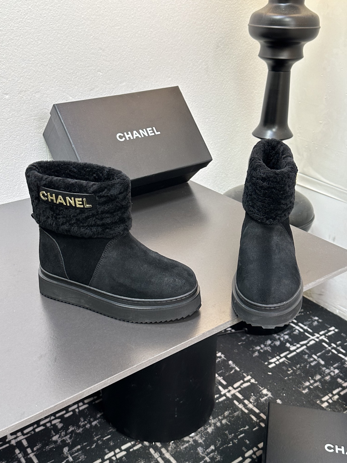 シャネル シューズ ブーツ レディース メンズ 兼用 通勤 通学 保温 ブラック 2WAY おしゃれ 人気 ブーツ 黒 シューズ 903 - 画像 3