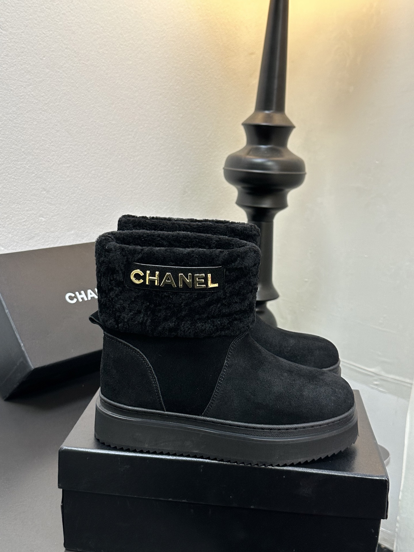 シャネル シューズ ブーツ レディース メンズ 兼用 通勤 通学 保温 ブラック 2WAY おしゃれ 人気 ブーツ 黒 シューズ 903 - 画像 4