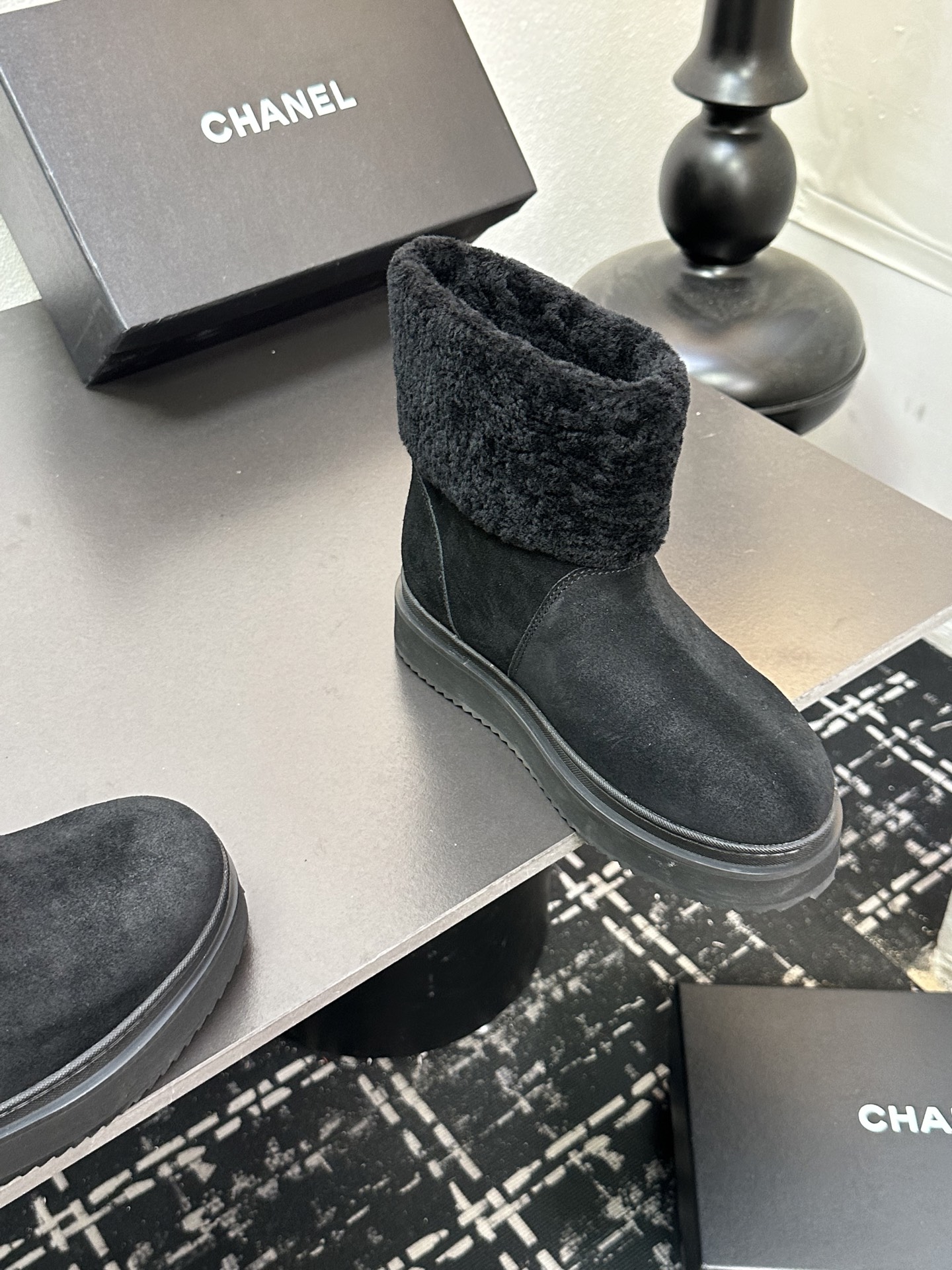 シャネル シューズ ブーツ レディース メンズ 兼用 通勤 通学 保温 ブラック 2WAY おしゃれ 人気 ブーツ 黒 シューズ 903 - 画像 5