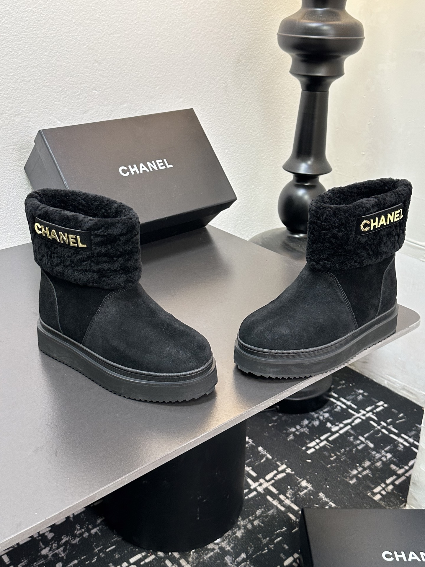 シャネル シューズ ブーツ レディース メンズ 兼用 通勤 通学 保温 ブラック 2WAY おしゃれ 人気 ブーツ 黒 シューズ 903 - 画像 6