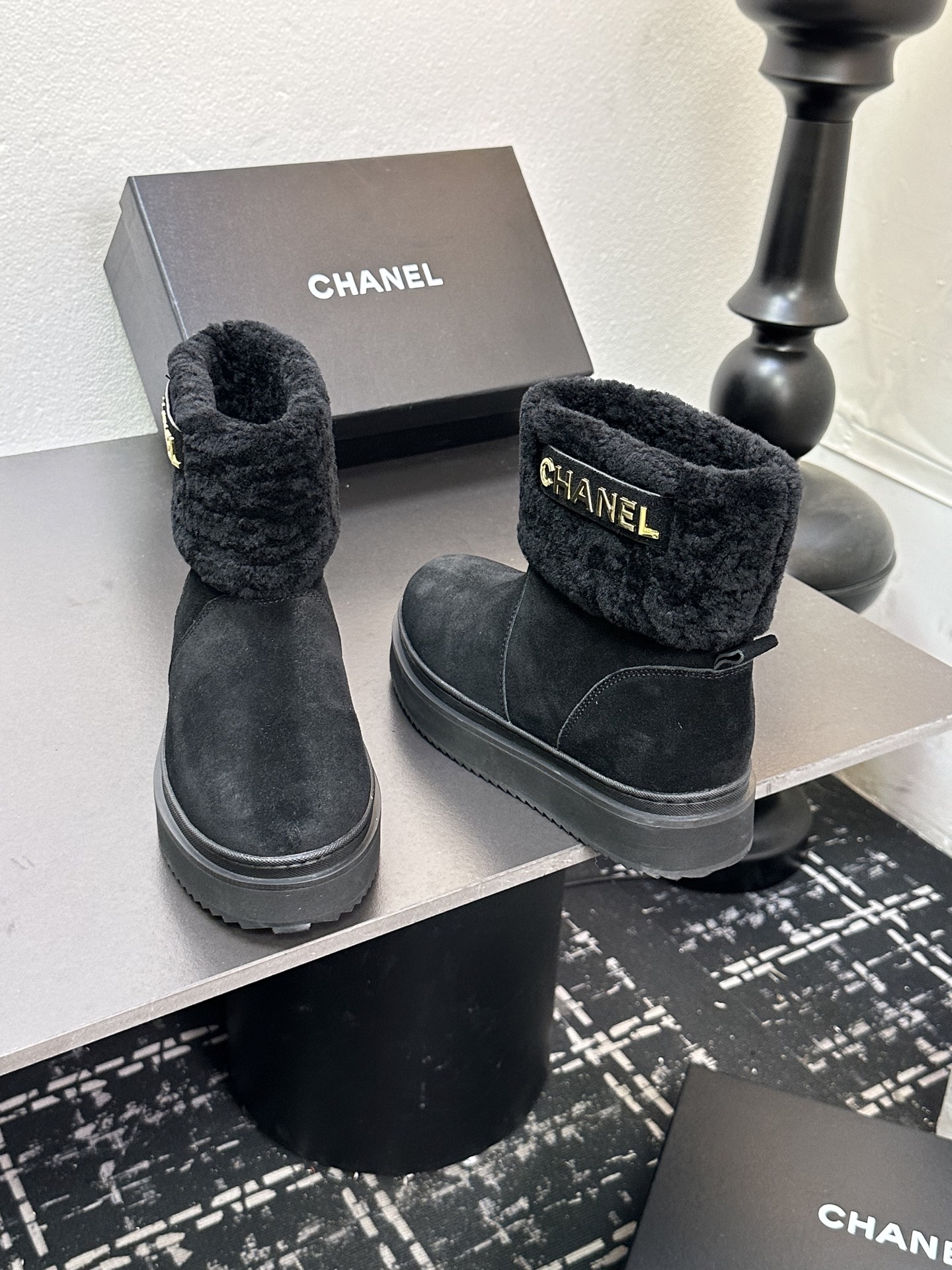 シャネル シューズ ブーツ レディース メンズ 兼用 通勤 通学 保温 ブラック 2WAY おしゃれ 人気 ブーツ 黒 シューズ 903 - 画像 8