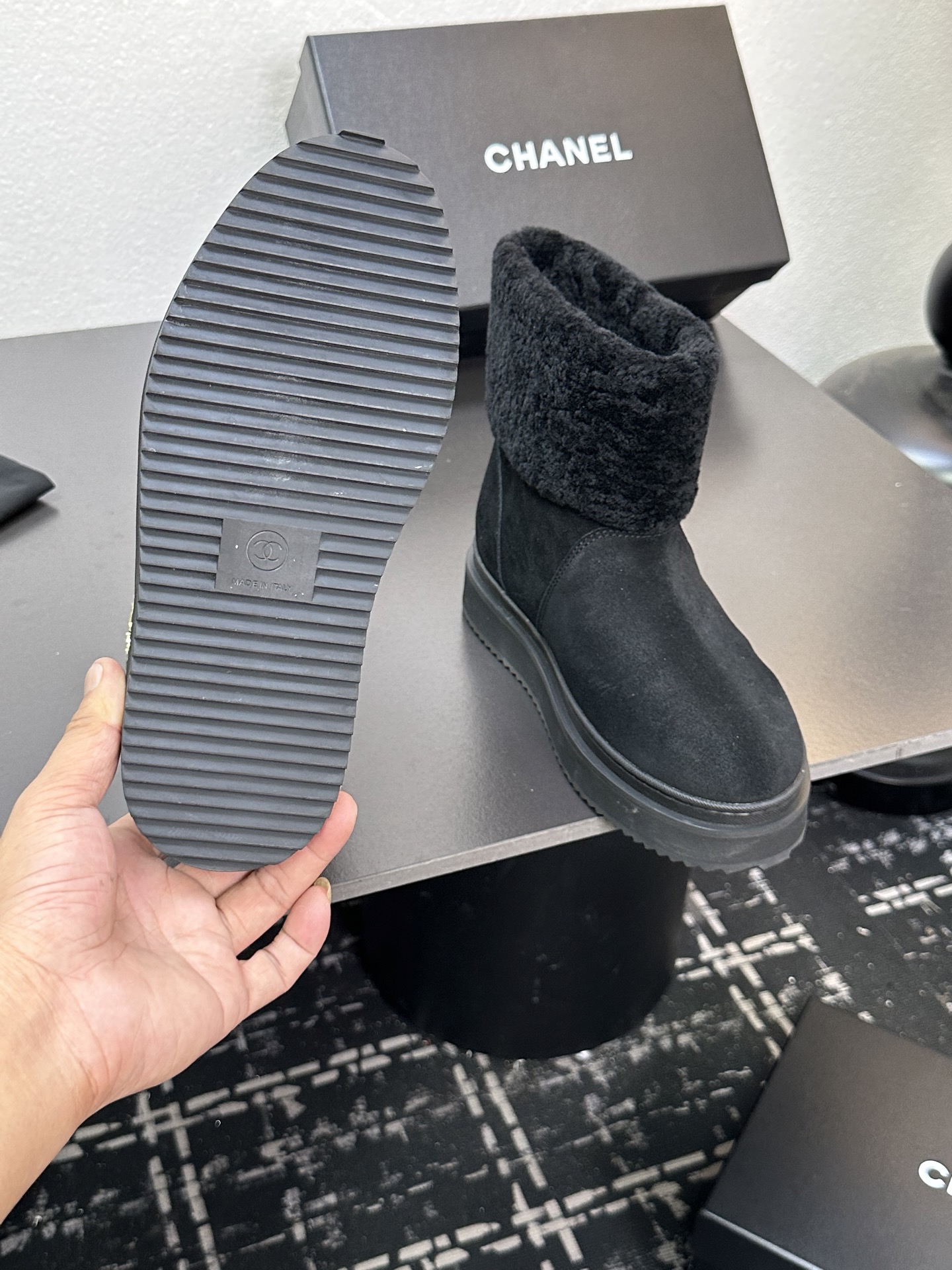 シャネル シューズ ブーツ レディース メンズ 兼用 通勤 通学 保温 ブラック 2WAY おしゃれ 人気 ブーツ 黒 シューズ 903 - 画像 9