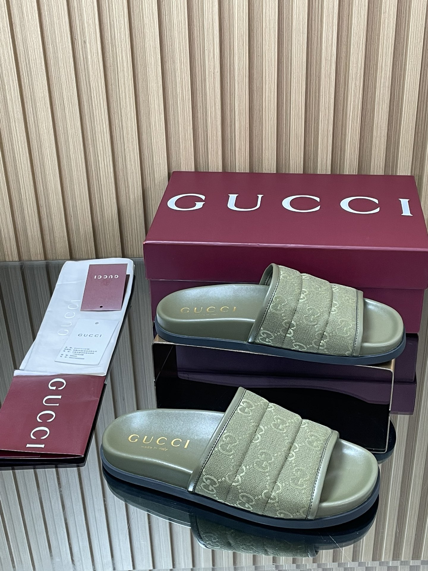 GUCCI グッチ フラットシューズ シルク 軽量 オールシーズン グリーン - 画像 2