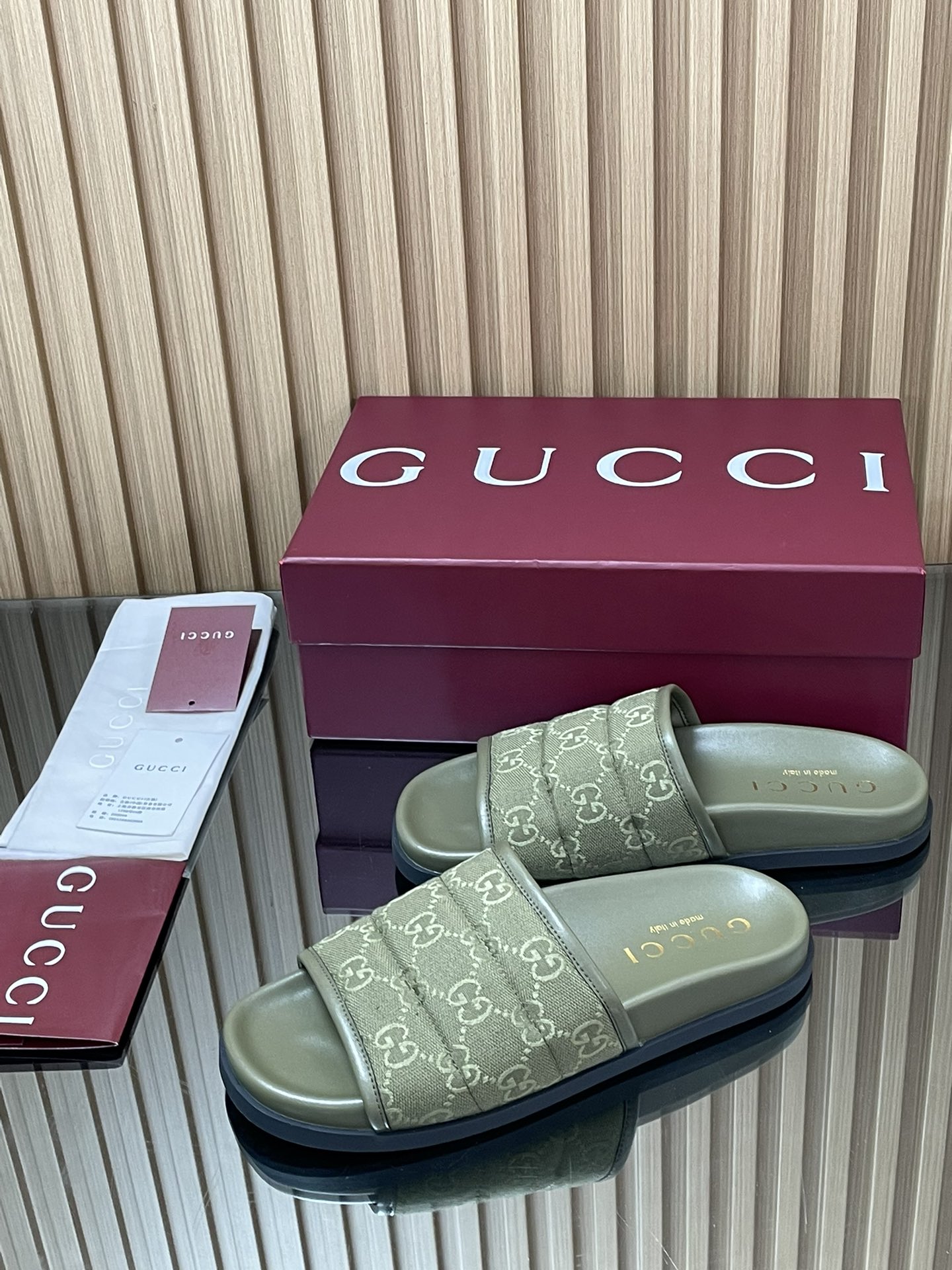 GUCCI グッチ フラットシューズ シルク 軽量 オールシーズン グリーン - 画像 4
